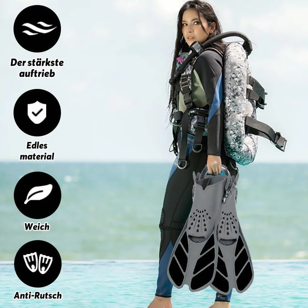 Aletas de Snorkel Ajustables Tallas 36-41 con Bolsa de Almacenamiento para Adultos y Niños