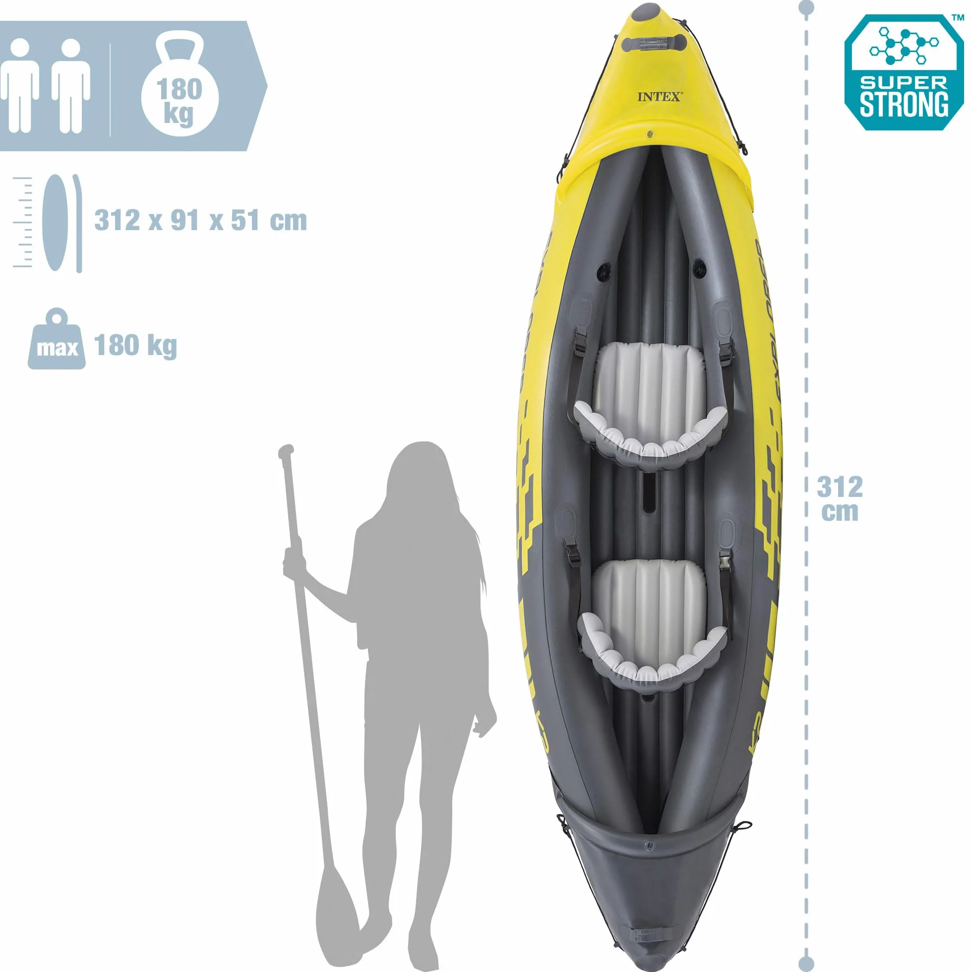 Intex Explorer K2 Kayak Hinchable para Adultos 2 Personas