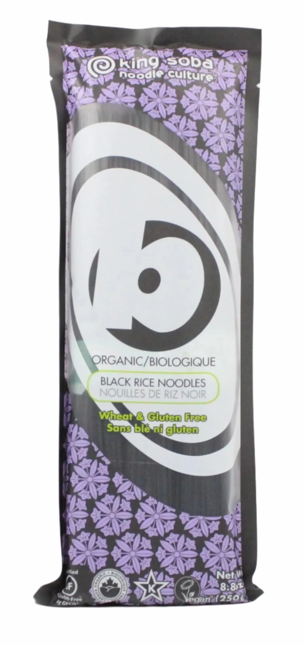 King Soba - Fideos de Arroz Negro - 100% Orgánicos - Fideos Instantáneos - Ricos en Minerales y Vitaminas - Sabor a Nuez - Sin Trigo y Sin Gluten - Aptos para Veganos - 250 g