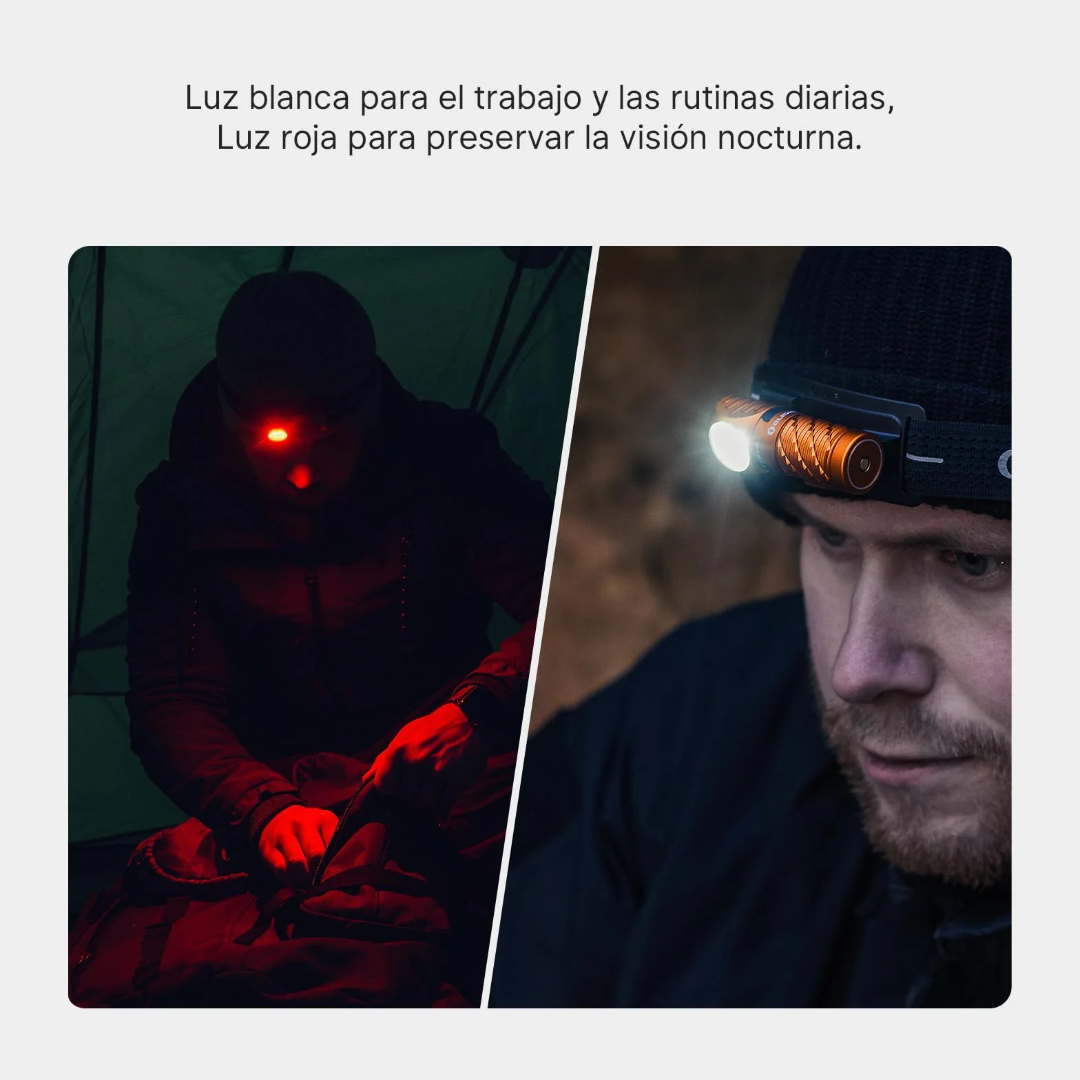 OLIGHT Perun 3 Mini Linterna Frontal LED Recargable 1250 Lúmenes 155 Metros Blanco Frío Naranja