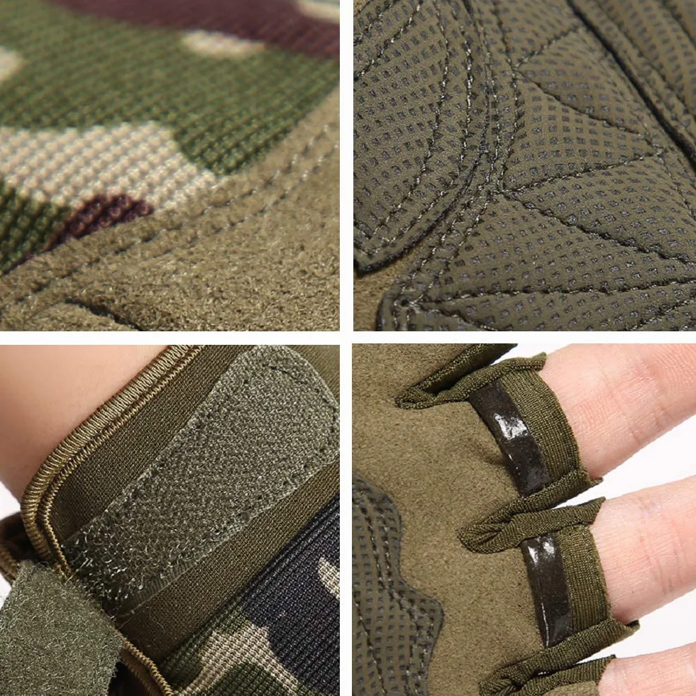 Guantes sin dedos para exteriores ligeros transpirables protectores escalada motocicleta camping
