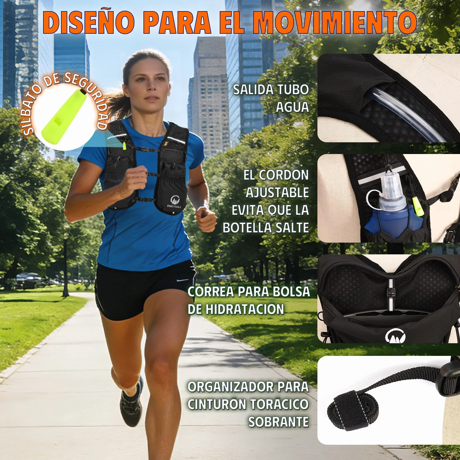 Chaleco Running Hombre Mujer, Mochila Hidratacion Trail con Bolsa Agua 2L, Reflectante