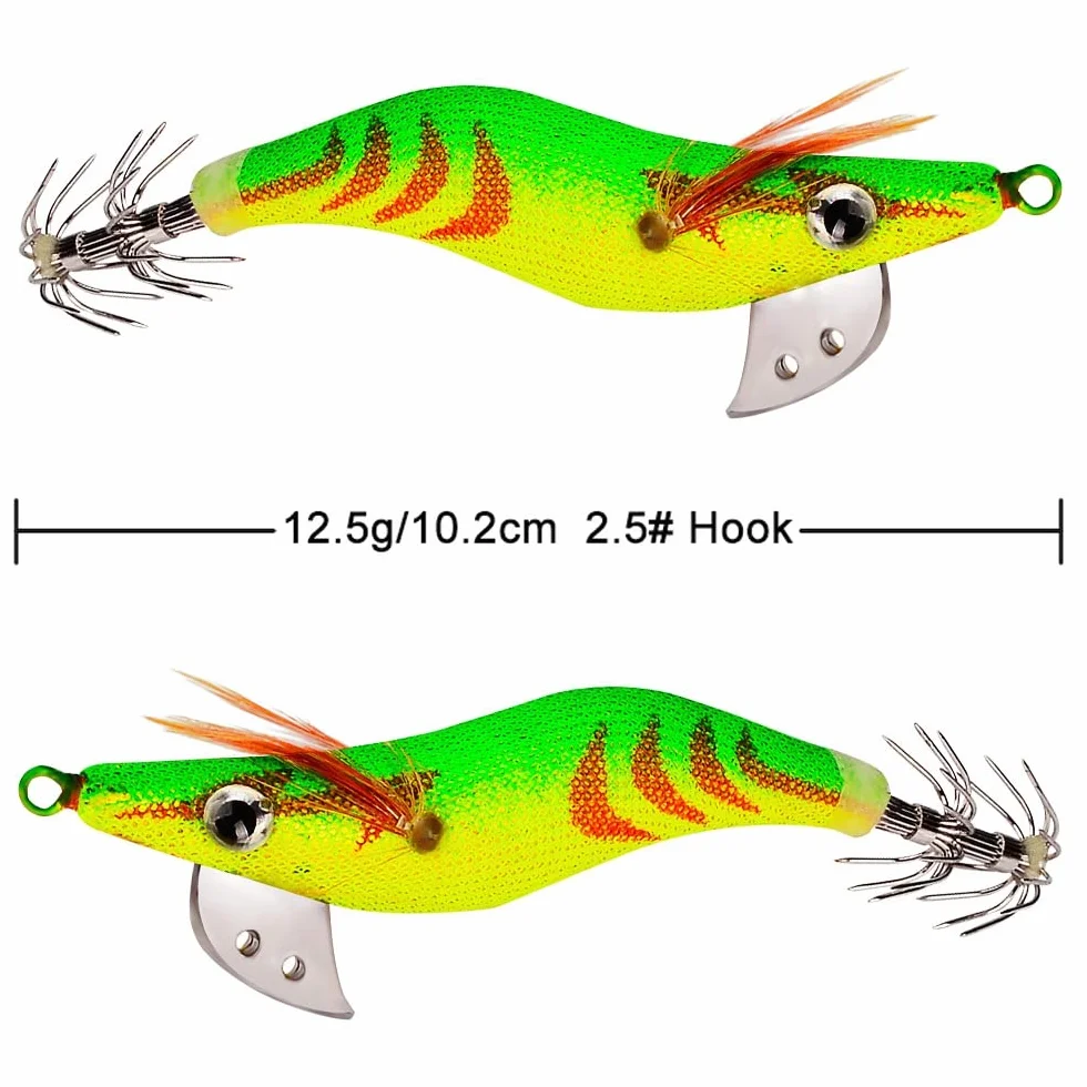 Cebos de Pesca Calamar Pulpo Camarones, Jig Ganchos Señuelo Falso 6pcs
