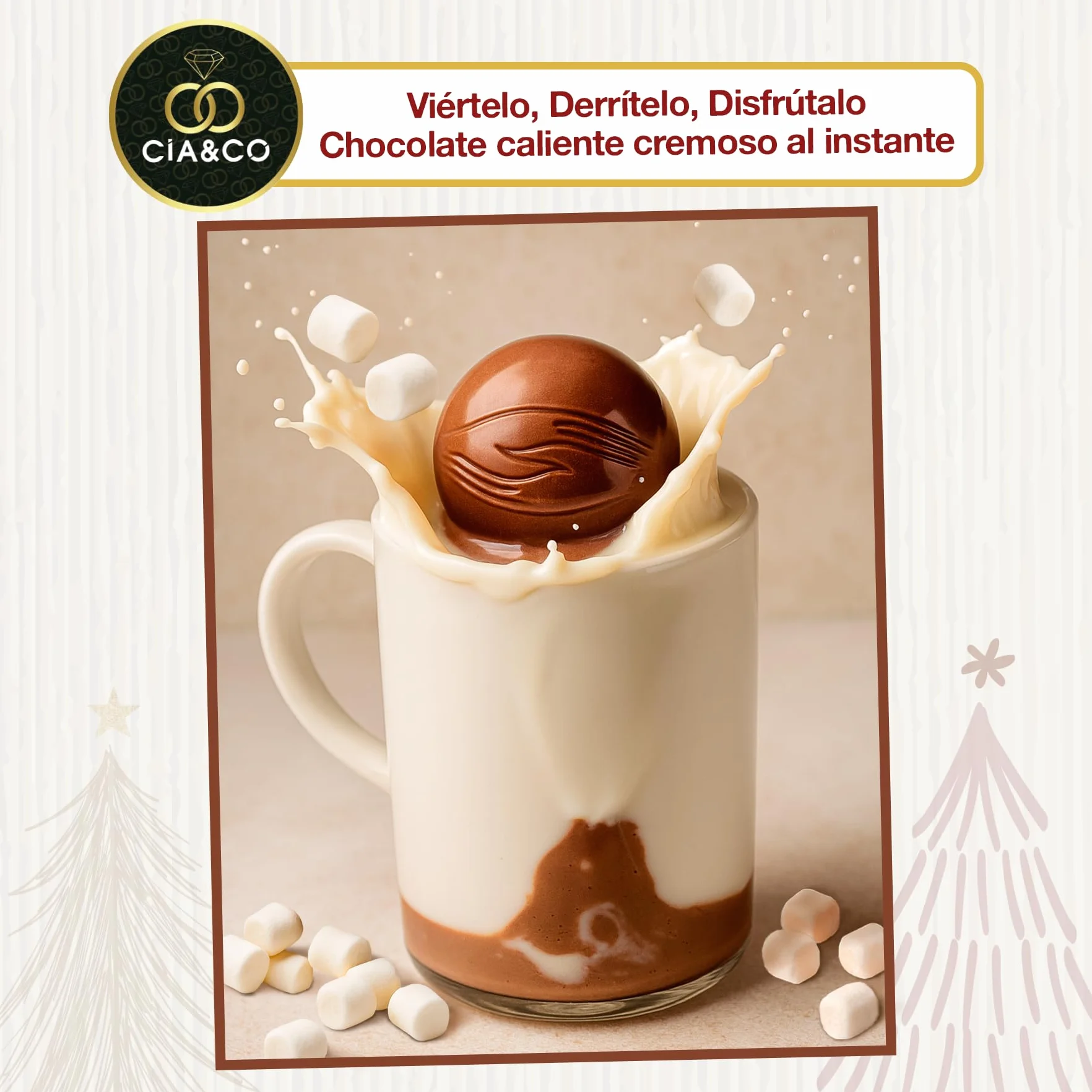 Bolas de Chocolate Caliente Belga con Nubes Pack XXL 12 Bombas Premium Malvaviscos Chocolate a la taza Regalo Navideño