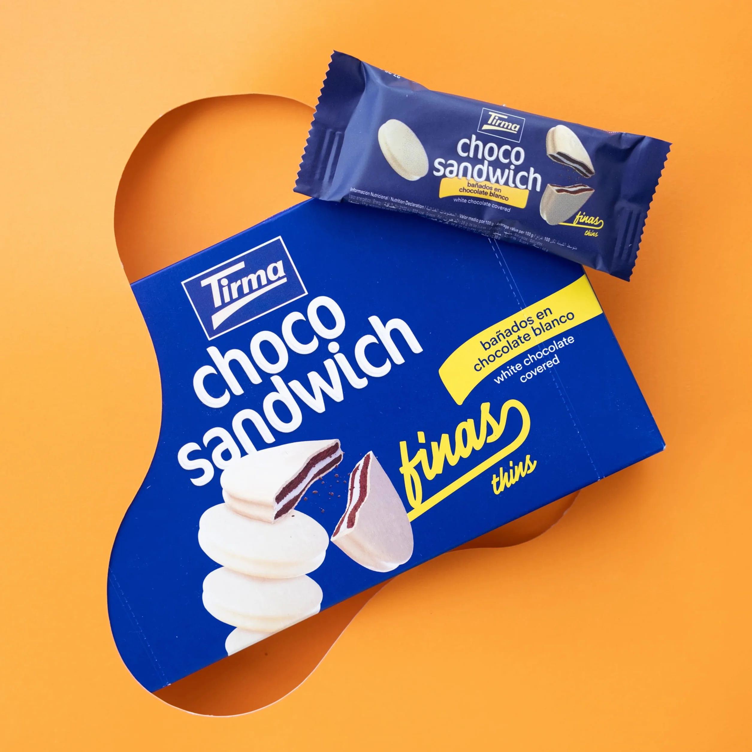 Tirma Choco Sándwich Fino de Chocolate Blanco – 8 Packs de 27,25 g (Estuche de 218 g) | Galletas con Relleno Bañadas en Chocolate Blanco | Snack Dulce Ideal para Merienda y Tentempiés