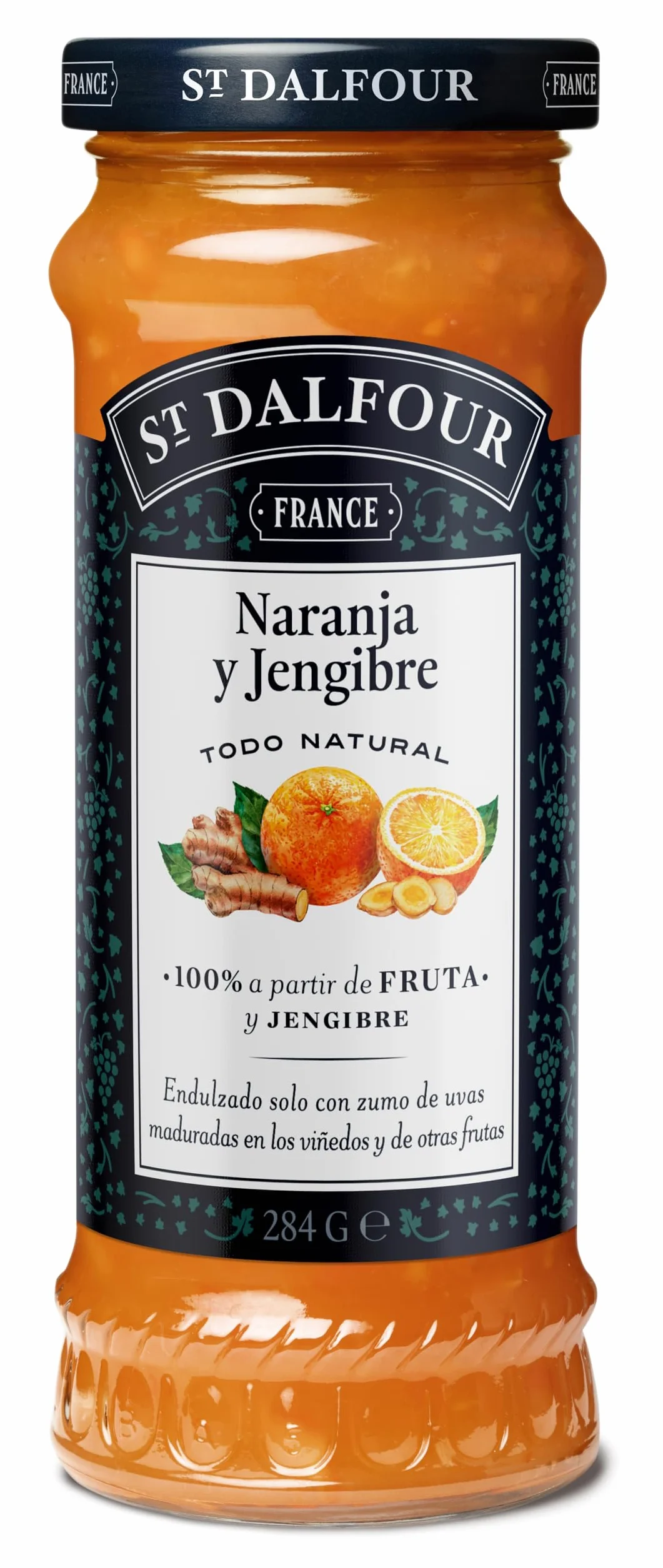 St Dalfour JENGIBRE Y NARANJA | Fruta triturada | Mermelada natural 284g | 100% fruta sin azúcares añadidos