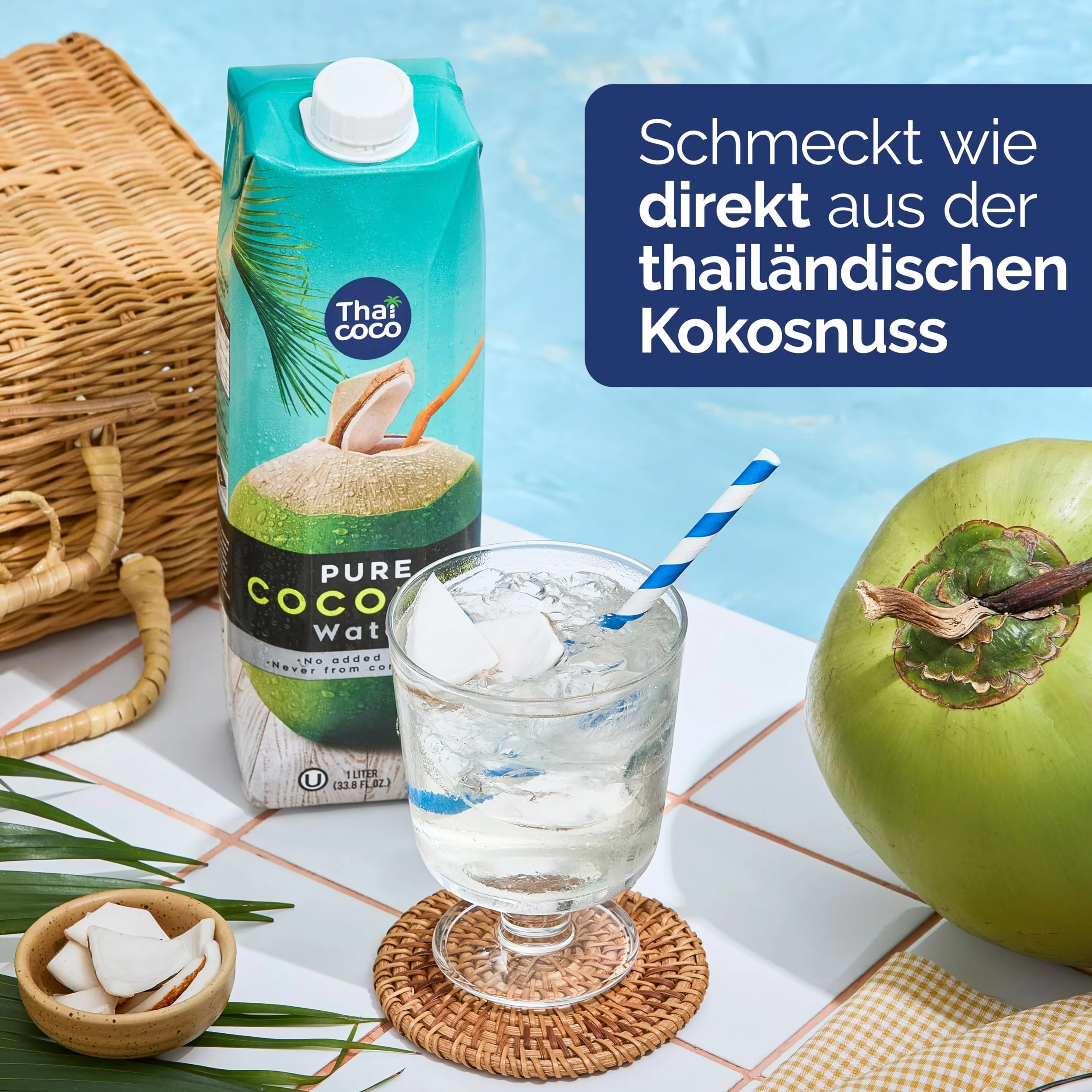Thai Coco 100% agua de coco Nam Hom, hidratante natural, 350 ml