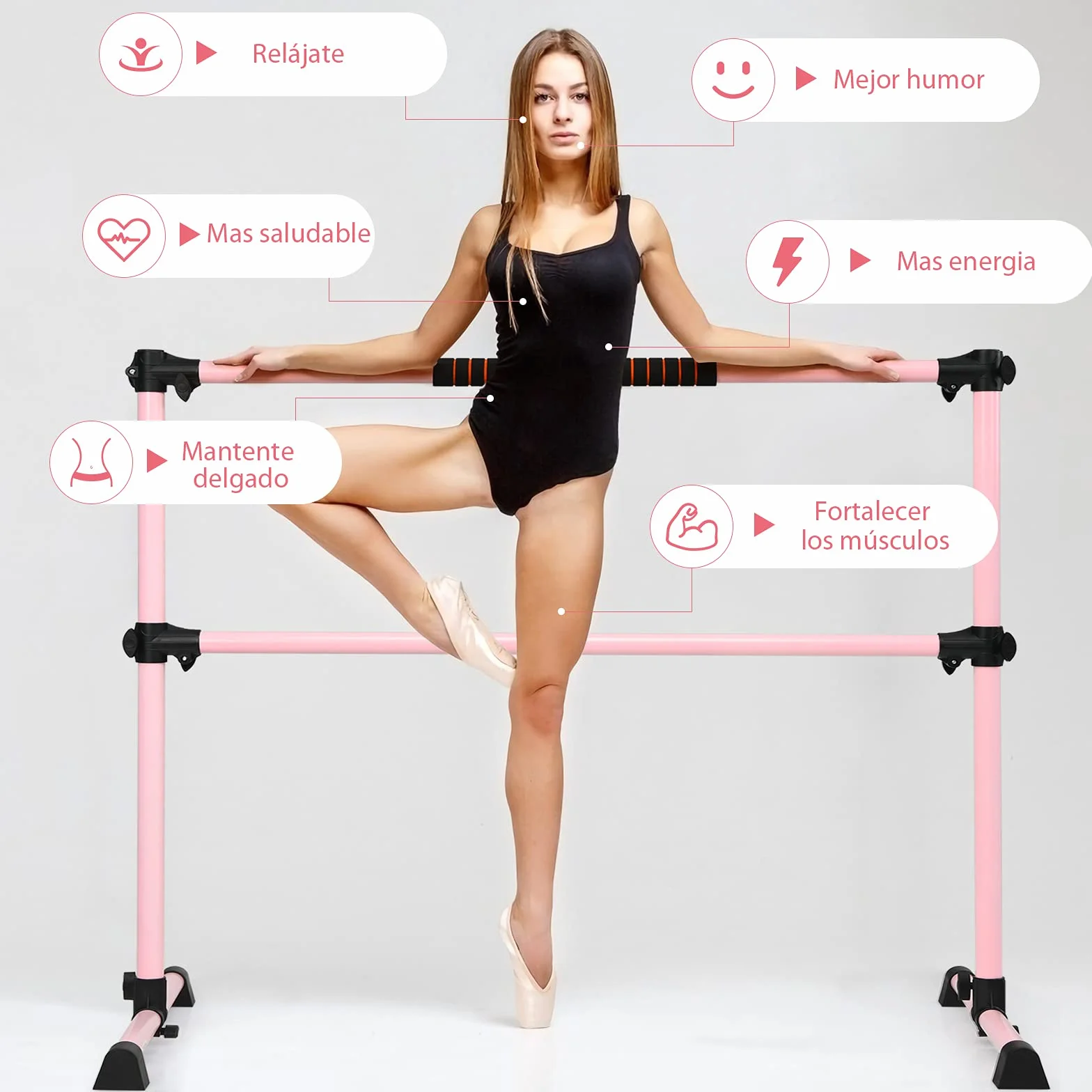 COSTWAY Barra de Ballet Independiente Móvil Altura Regulable 50 kg