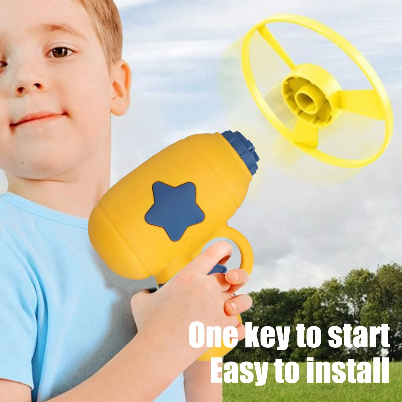 RiToEasysports Juguete Lanzador de Disco Volador 3 en 1 Pistola Giroscopio con Luz LED para Niños
