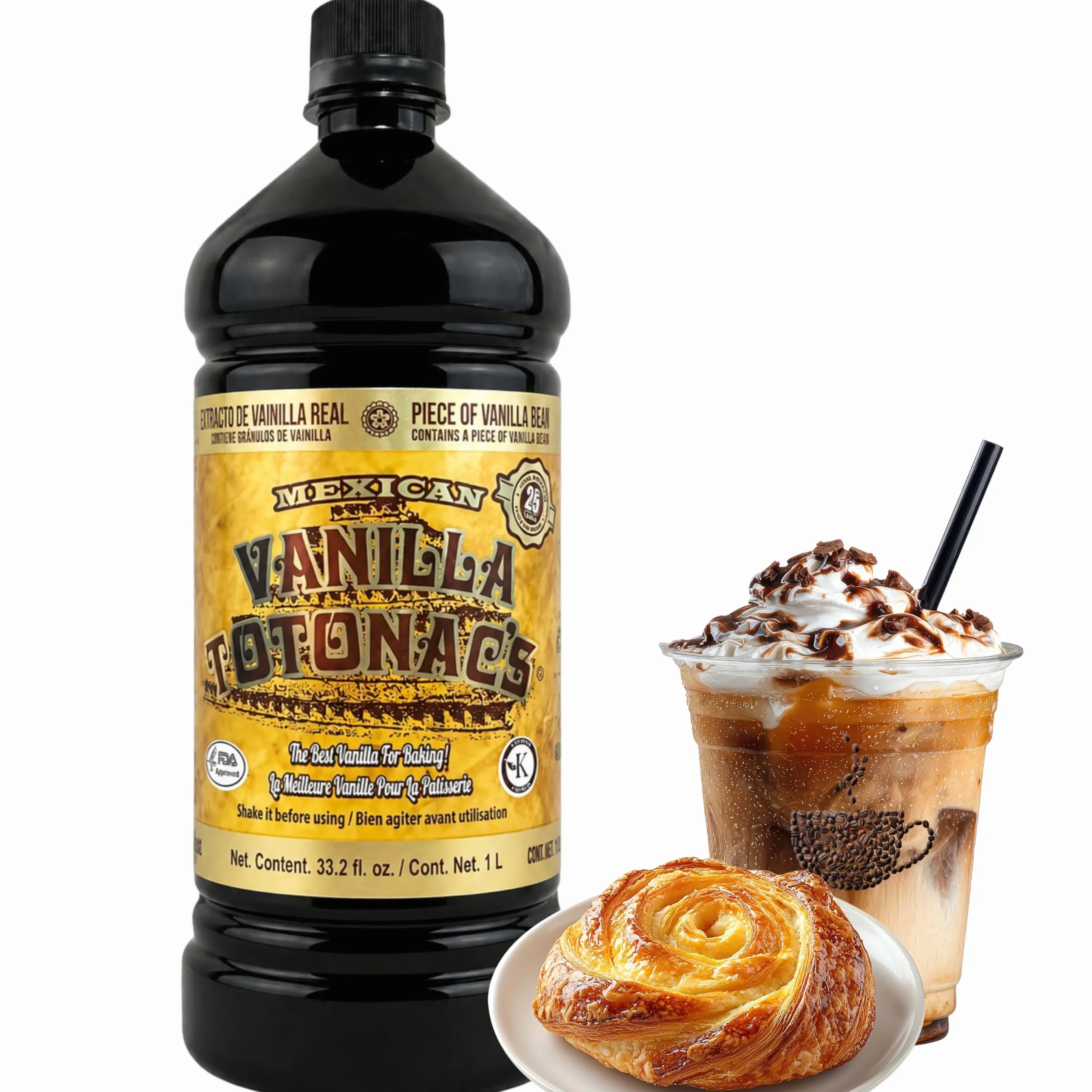 Mexican Vanilla Totonac's Pure Vanilla Flavoring, 33.2 onzas líquidas