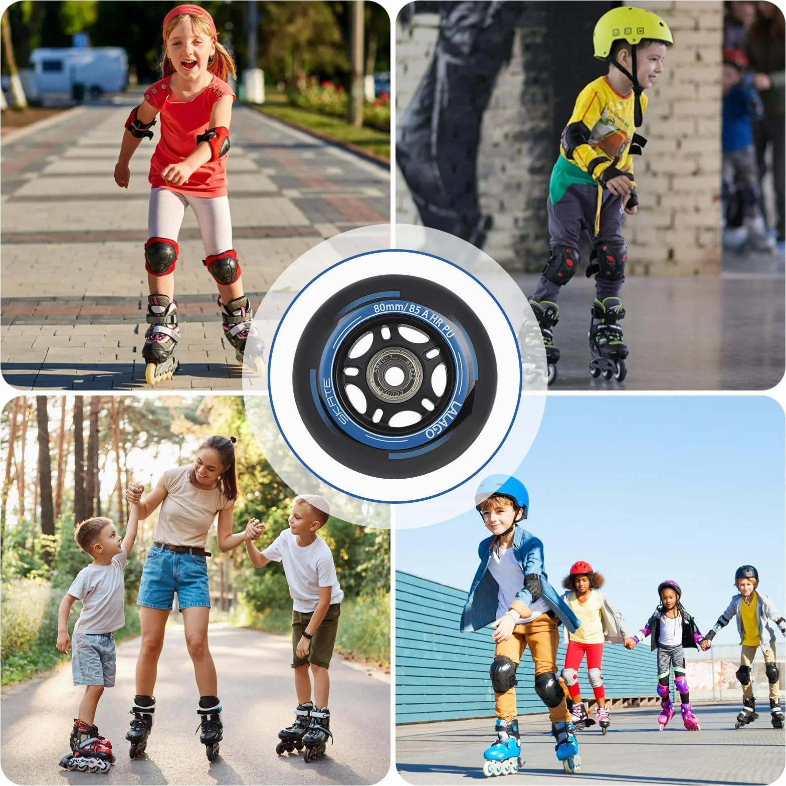 LALAGO Ruedas Patin en Linea 80mm 88A HRPU ABEC9 8 Piezas para K2 Hudora Gonex Apollo