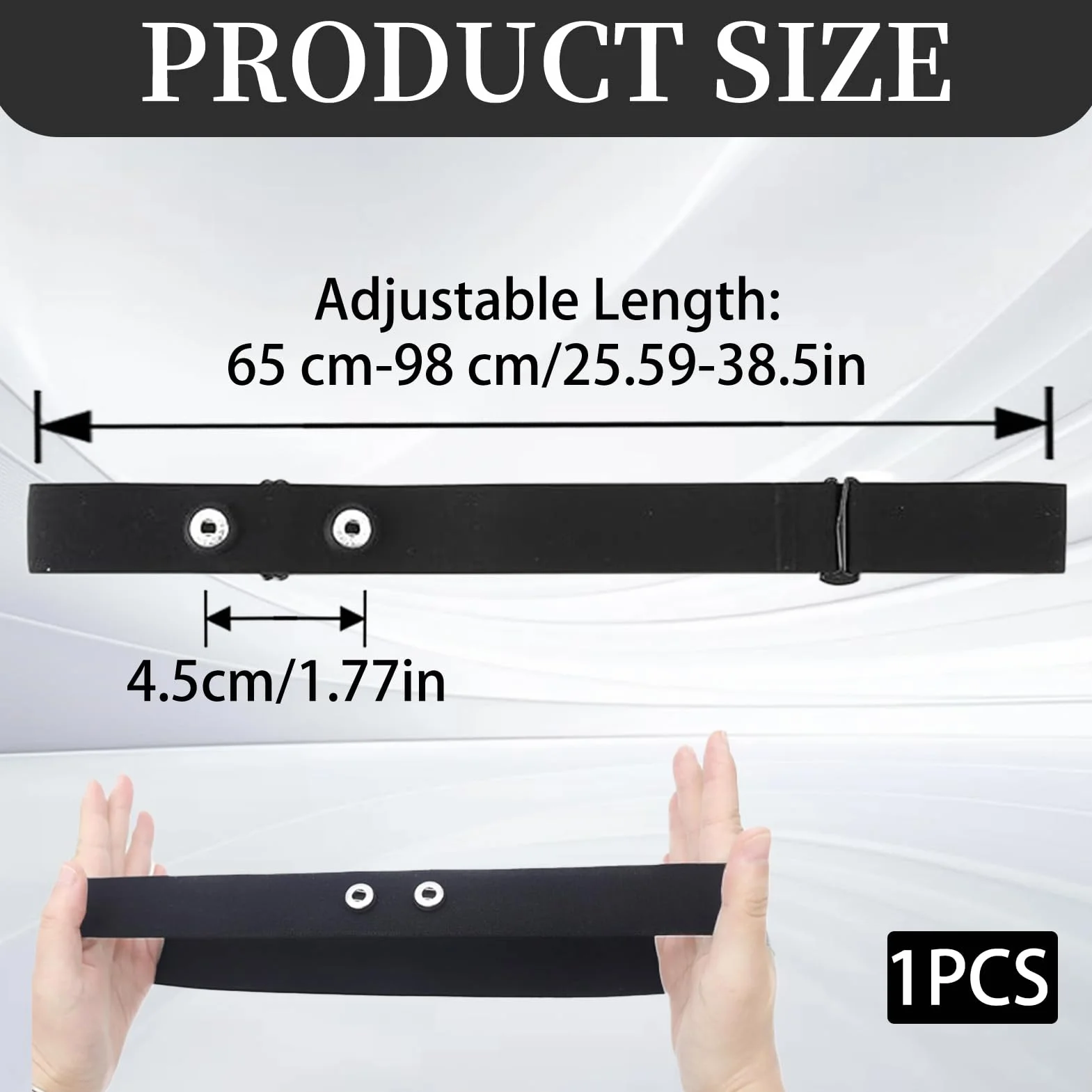 Banda de cardio elástica ajustable 65-98 cm, correa de repuesto nailon y spandex, enganche 45 mm para entrenamiento cardiovascular