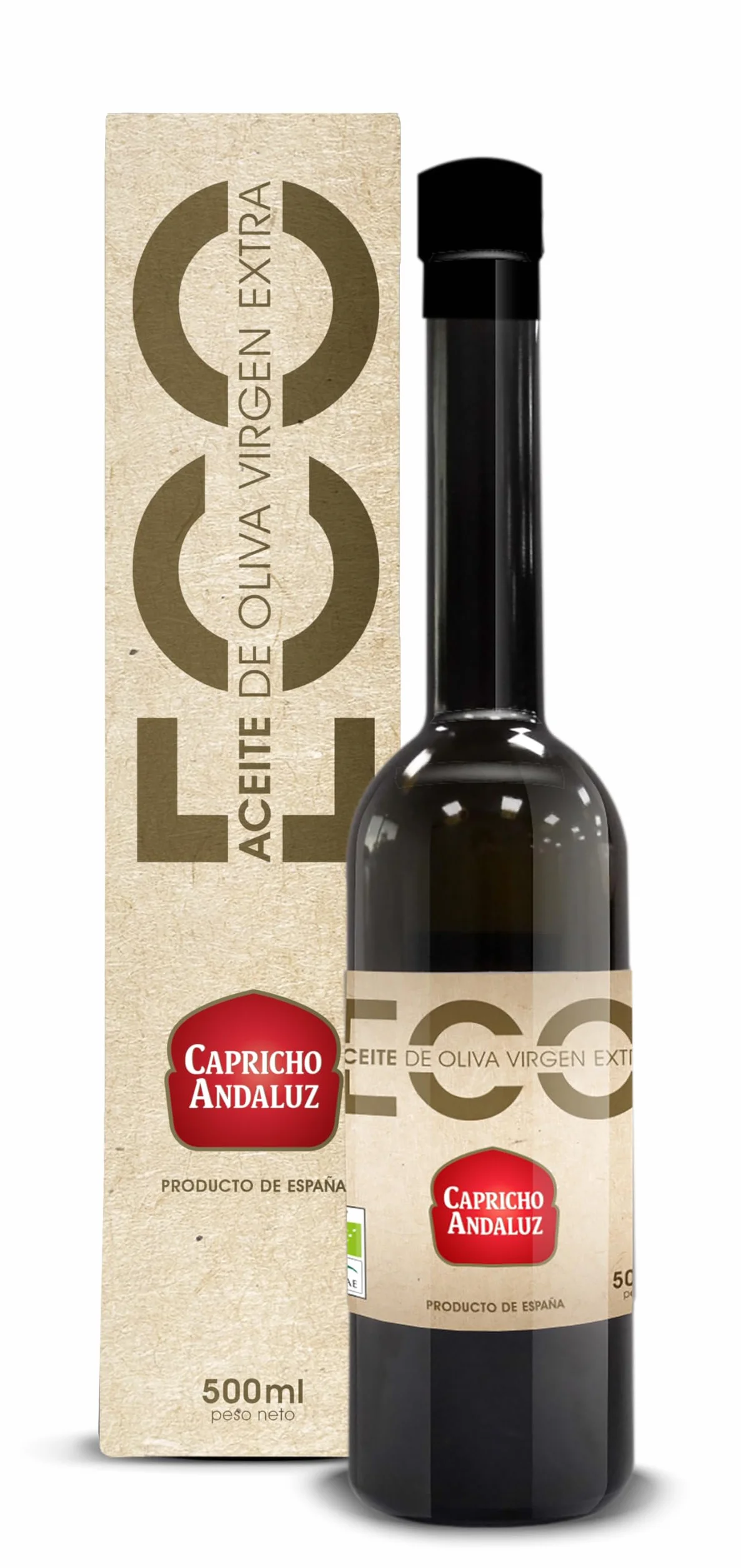 Capricho Andaluz - Aceite de Oliva Virgen Extra Estuche Eco Gourmet de 500 ml, Aporta un Sabor Único a tus Platos con un Formato Exclusivo para Regalar