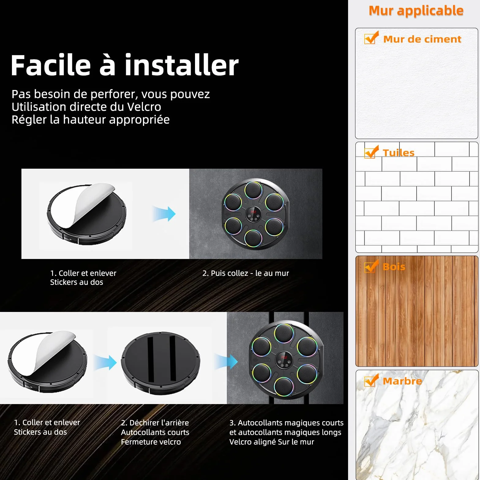 HotHands Máquina de Boxeo Musical LED Bluetooth, 12 Velocidades, Montaje en Pared, con Guantes, para Niños y Adultos