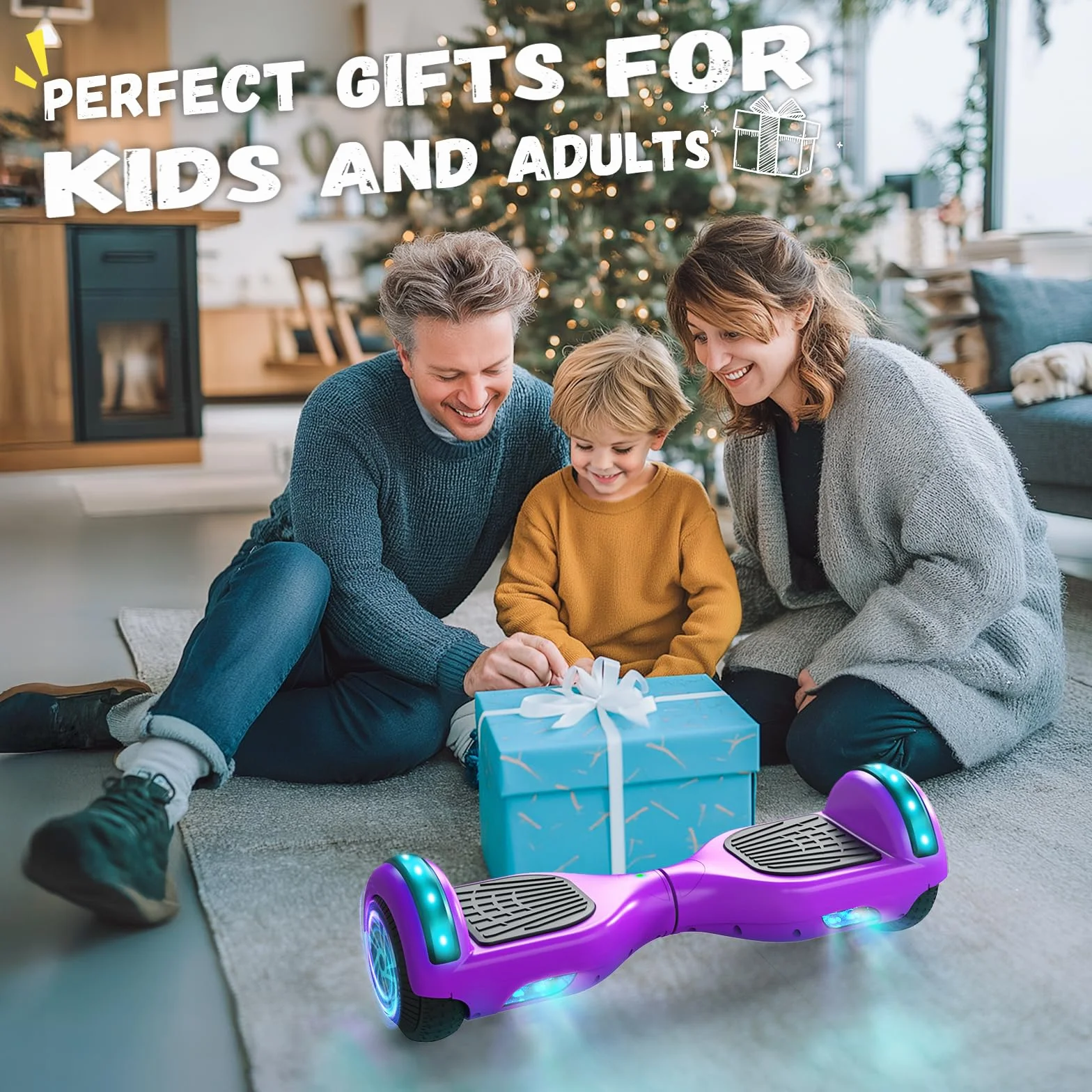 SISIGAD 6,5 pouces Scooter auto-équilibré avec haut-parleur Bluetooth et éclairage LED