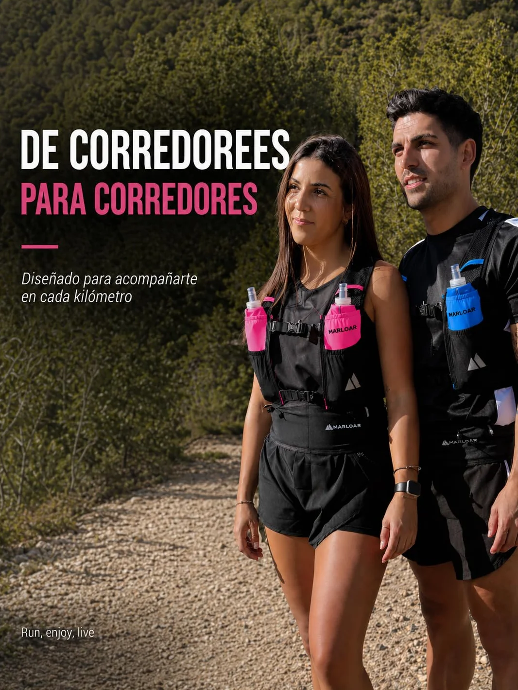 Chaleco Running Trail Running con 2 Soft Flask 500 ml Ajuste Cómodo Ligero Transpirable