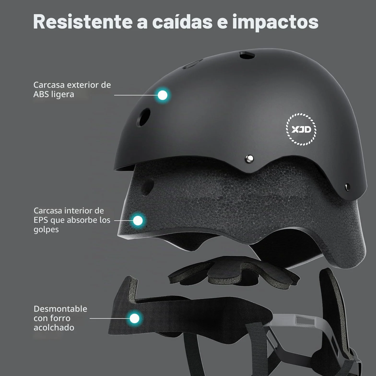 XJD Casco de Ciclismo Ajustable para Niños Bicicleta Patinete 3-14 Años