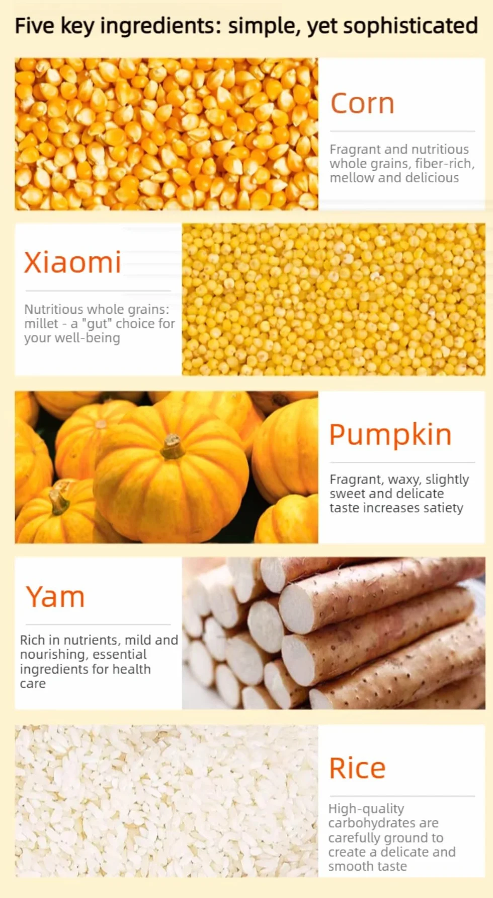Yam Pumpkin Mijo en polvo, tarro de 500 g, bebida de desayuno de grano natural, pasta de arroz instantánea, fácil de preparar, suave y dulce, sin aditivos artificiales