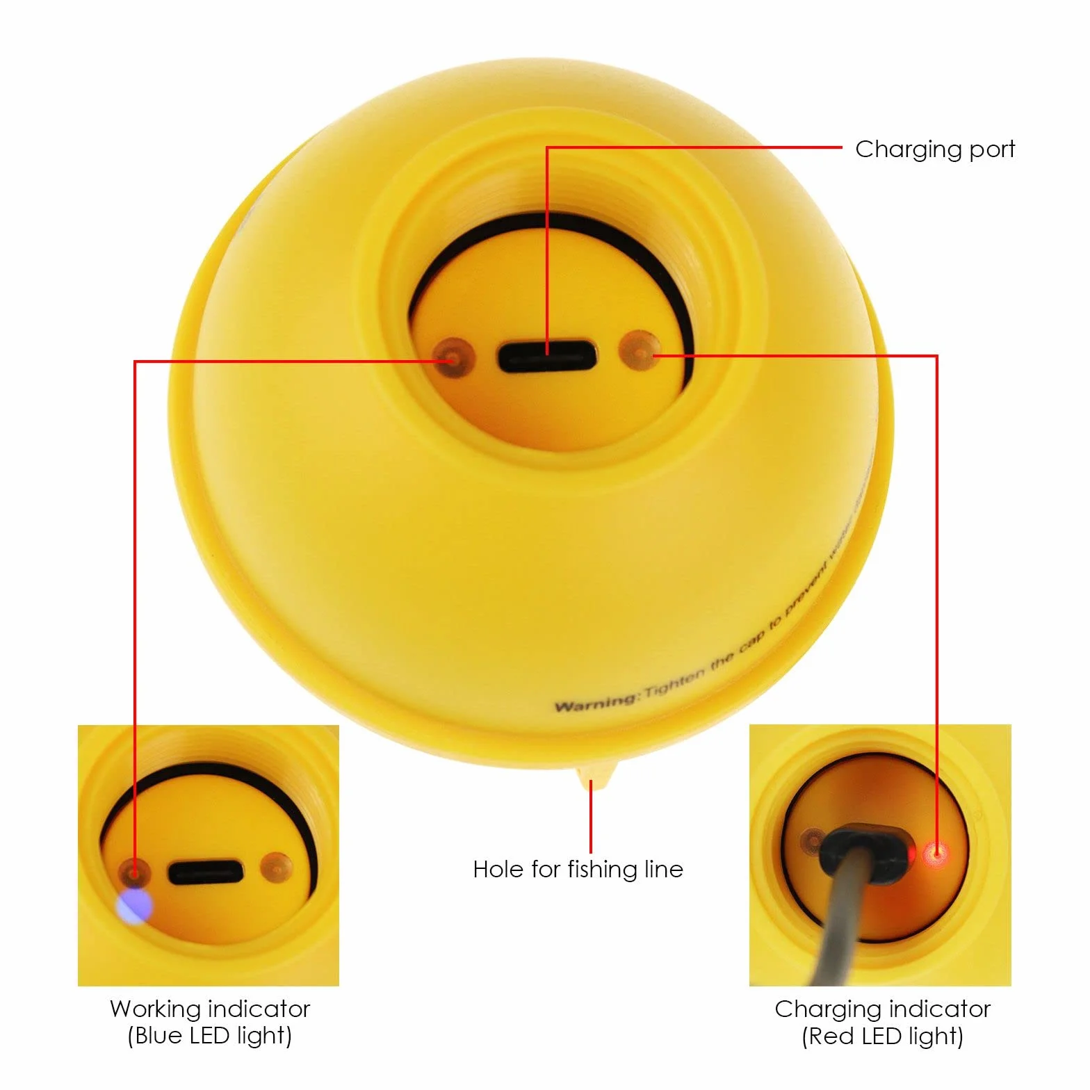 Buscador de peces inalámbrico portátil con sensor de sonar de 155 pies, detección de profundidad recargable