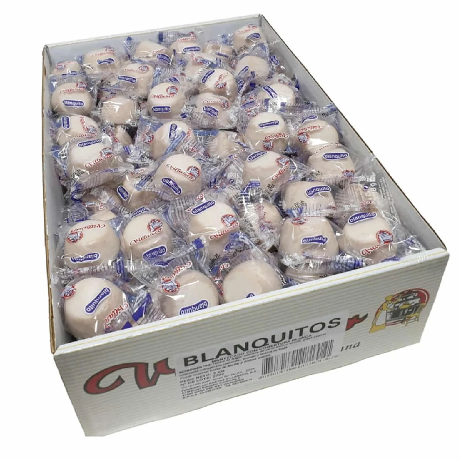 Deliex - Blanquitos Villaseco de Nava del Rey - Los Morenitos blancos - Caja de 3kg - mantecados bañados en chocolate blanco