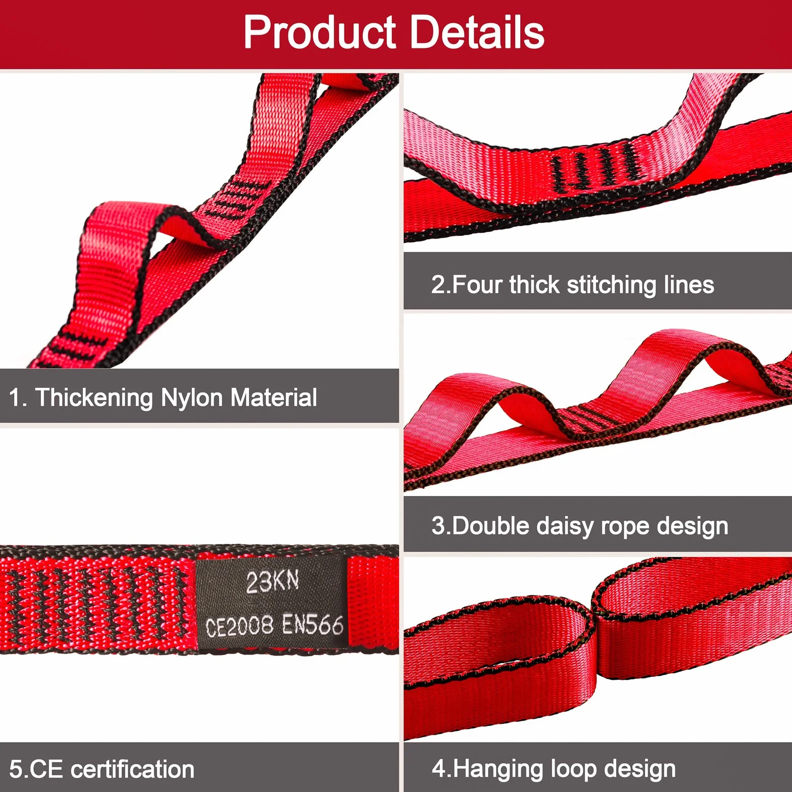 Danskin Yoga Hamaca Extensión Correa 23KN Fuerte Escalada Sling 110cm 180cm Daisy Chains Ajustable Nylon Correas