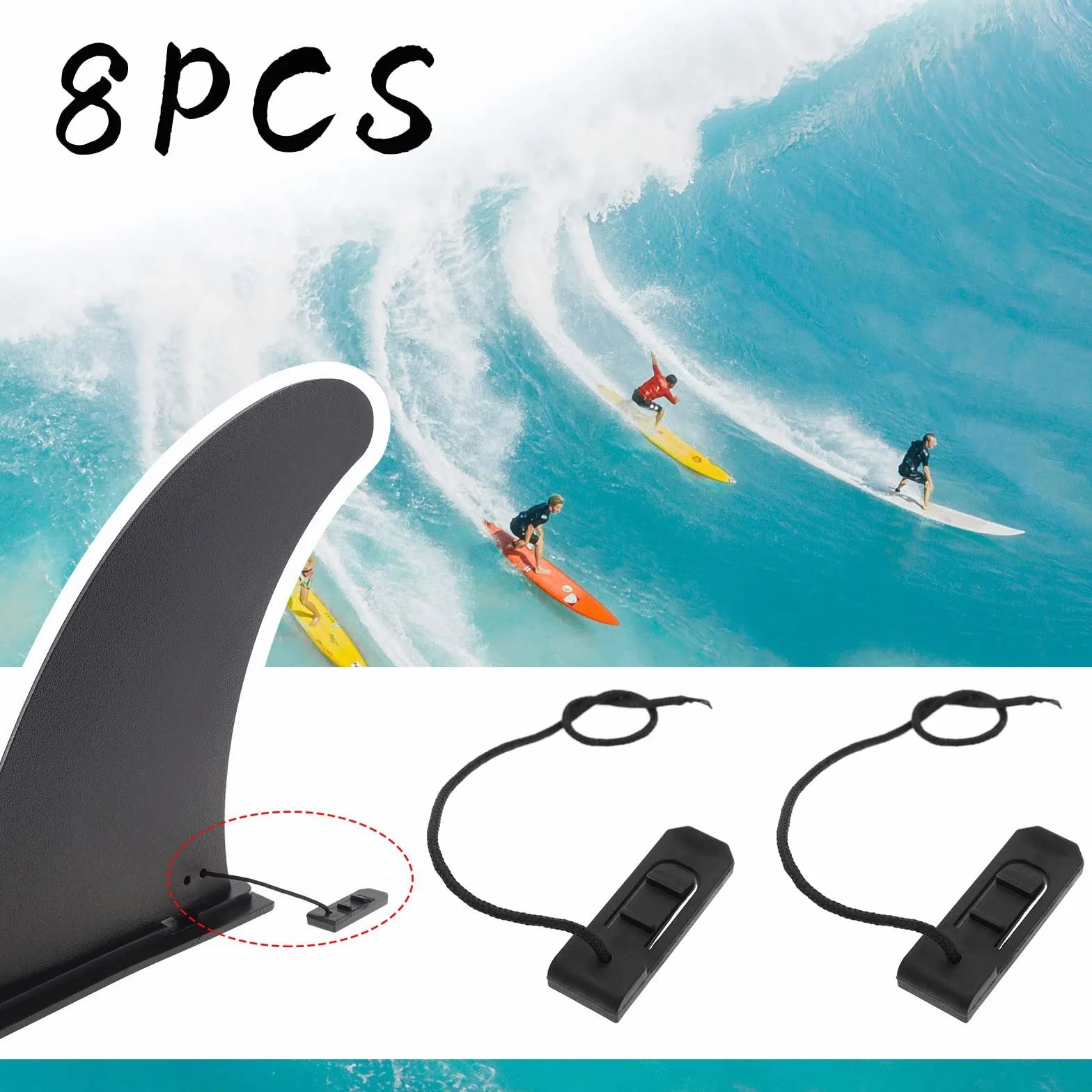 Abrazaderas para tabla de surf, clips de aleta, 42 x 14,5 x 6 mm
