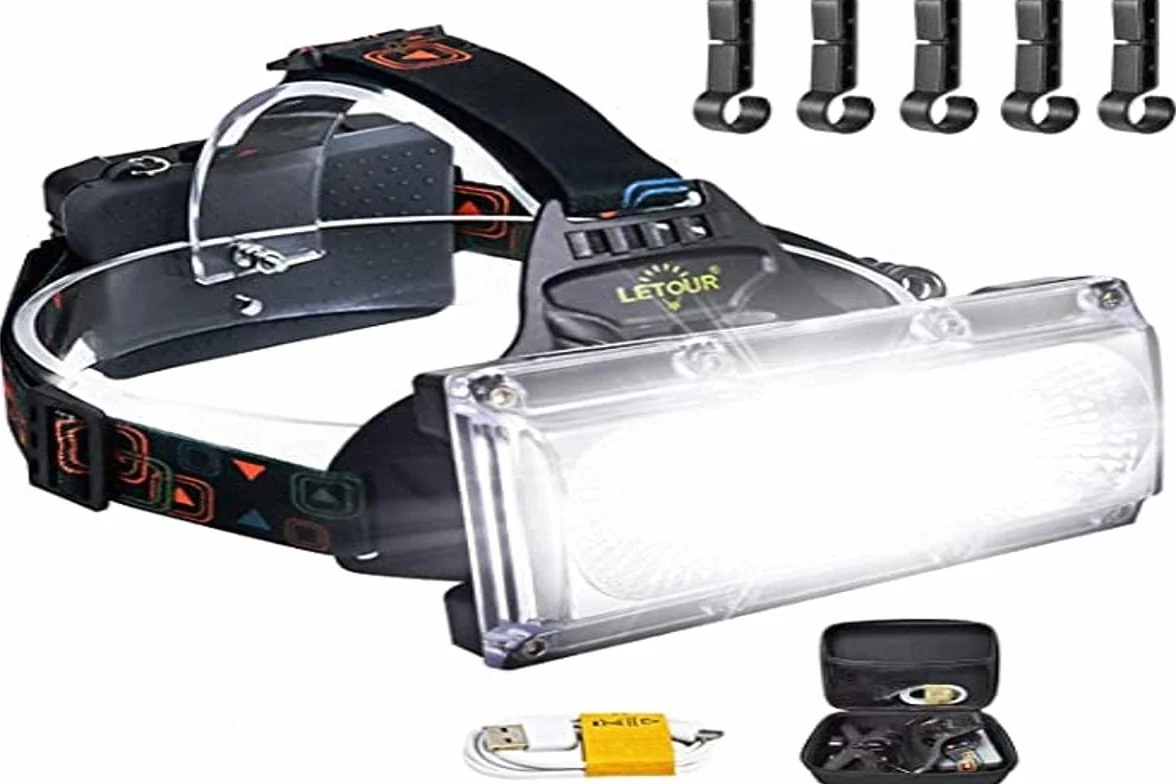 LETOUR Linterna Frontal Recargable COB Alto Brillo Impermeable Camping Trabajo