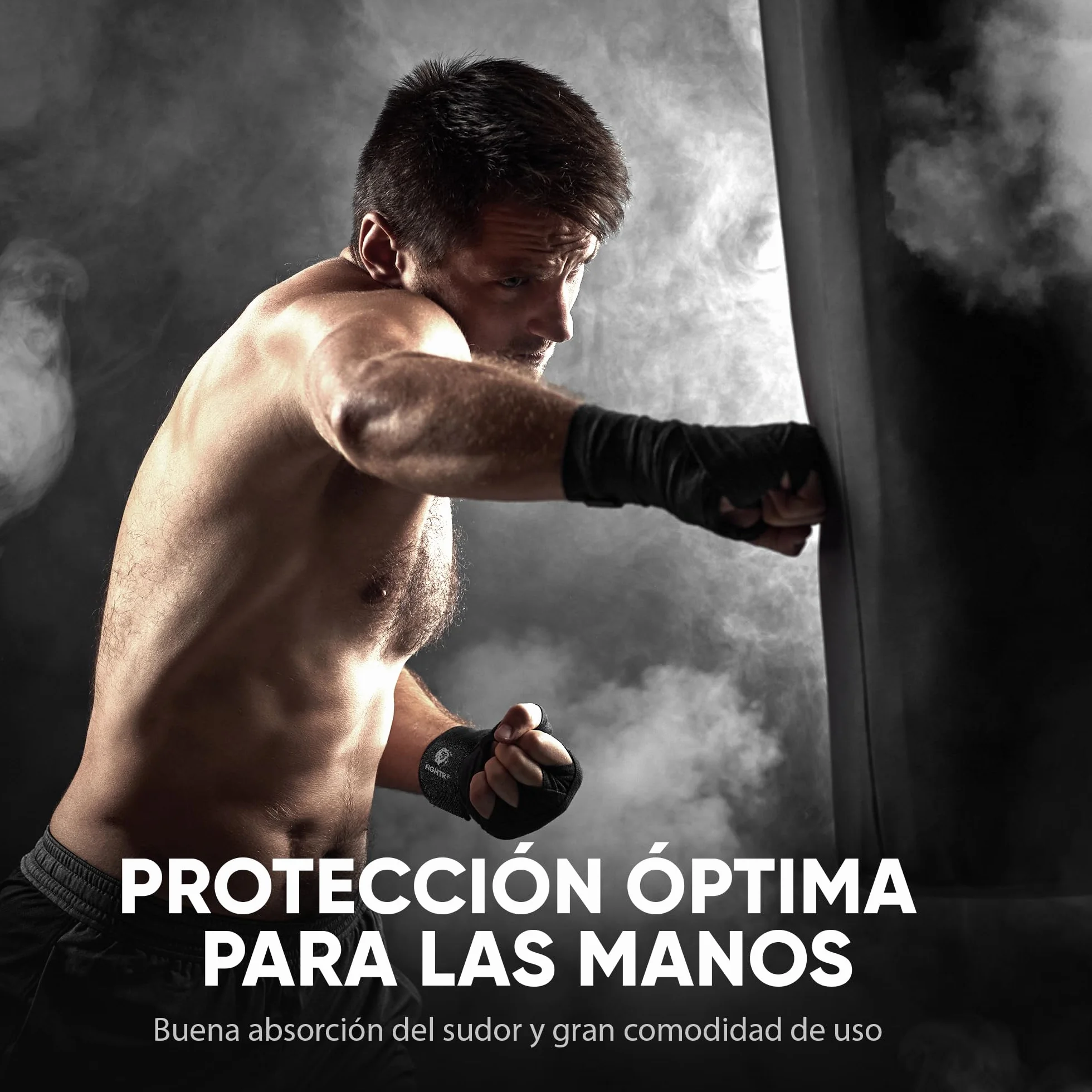 FIGHTR® Premium Cinta de Boxeo 4m Medio elásticos con Lazo para el Pulgar para Boxeo MMA Muay Thai