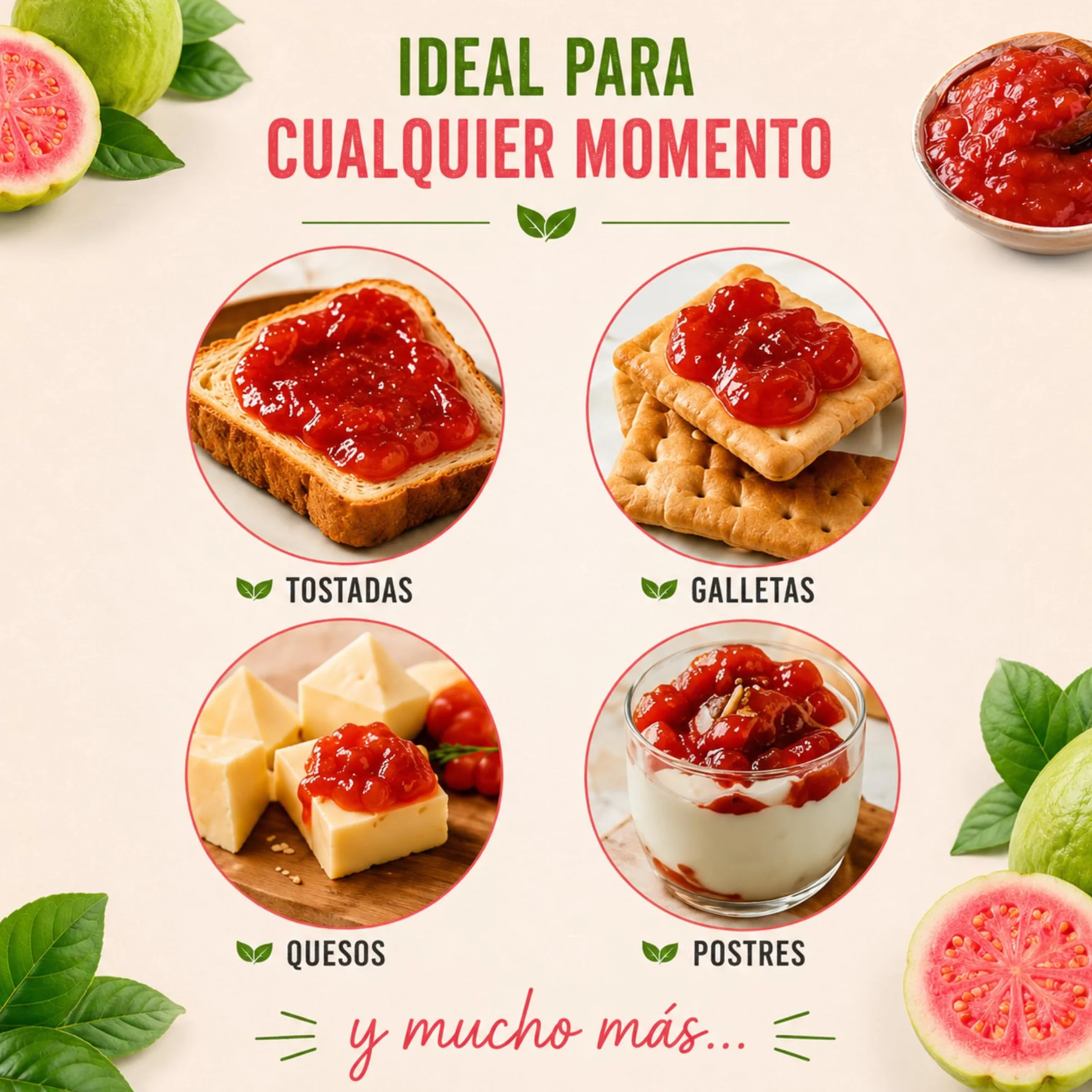 Gourmet Latino - Mermelada de Guayaba - 260 g - Ideal para Desayuno o Meriendas - Sabor Tropical Auténtico - Alto Contenido en Hidratos de Carbono