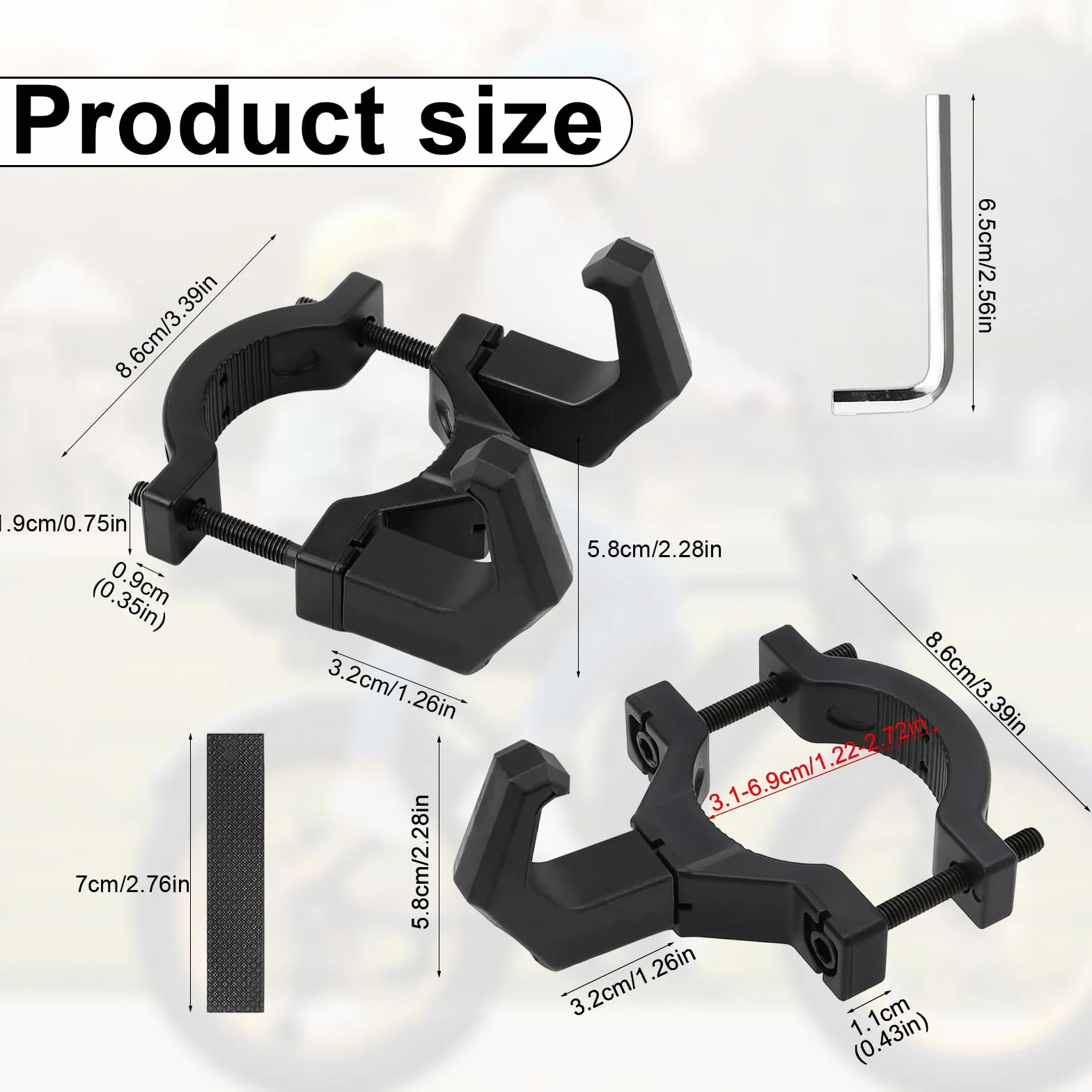Ganchos Delanteros para E-Scooter, Gancho Simple y Doble, Abs, para Manillares 3,8-5,8 cm