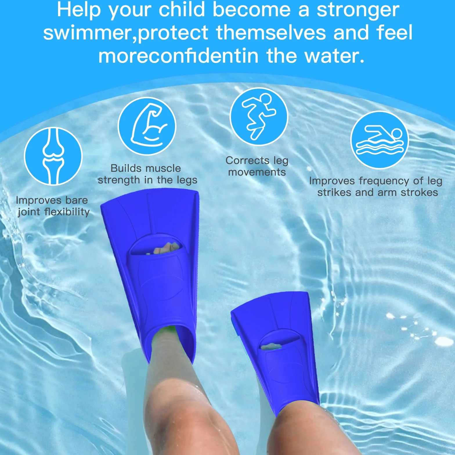 Aletas de Natación de Silicona para Niños, Cortas para Snorkel y Entrenamiento