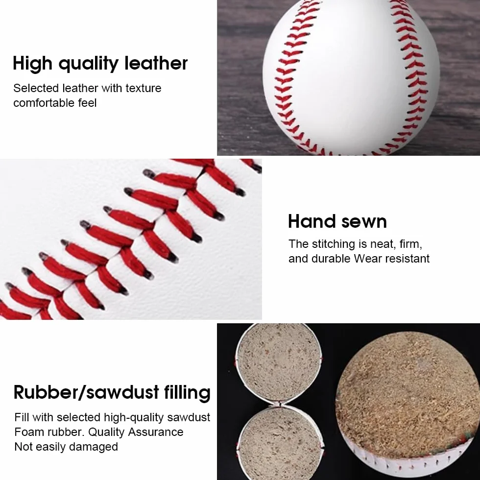 Pelotas De Béisbol 9 Pulgadas PU Cosido a Mano Espuma Suave Softball para Competiciones