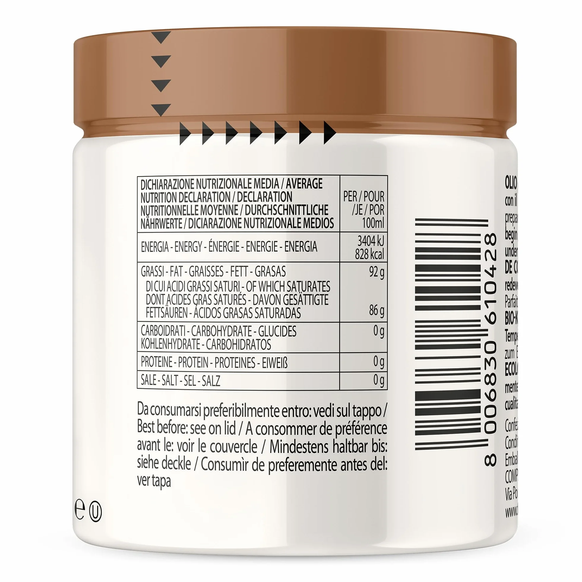 Mantova Aceite de Coco Orgánico en Tarro 200ml – Natural, Vegano, Saludable – Para Cocina, Horno, Sartén, Smoothies y Snacks – Energía y Bienestar – Idea de Regalo