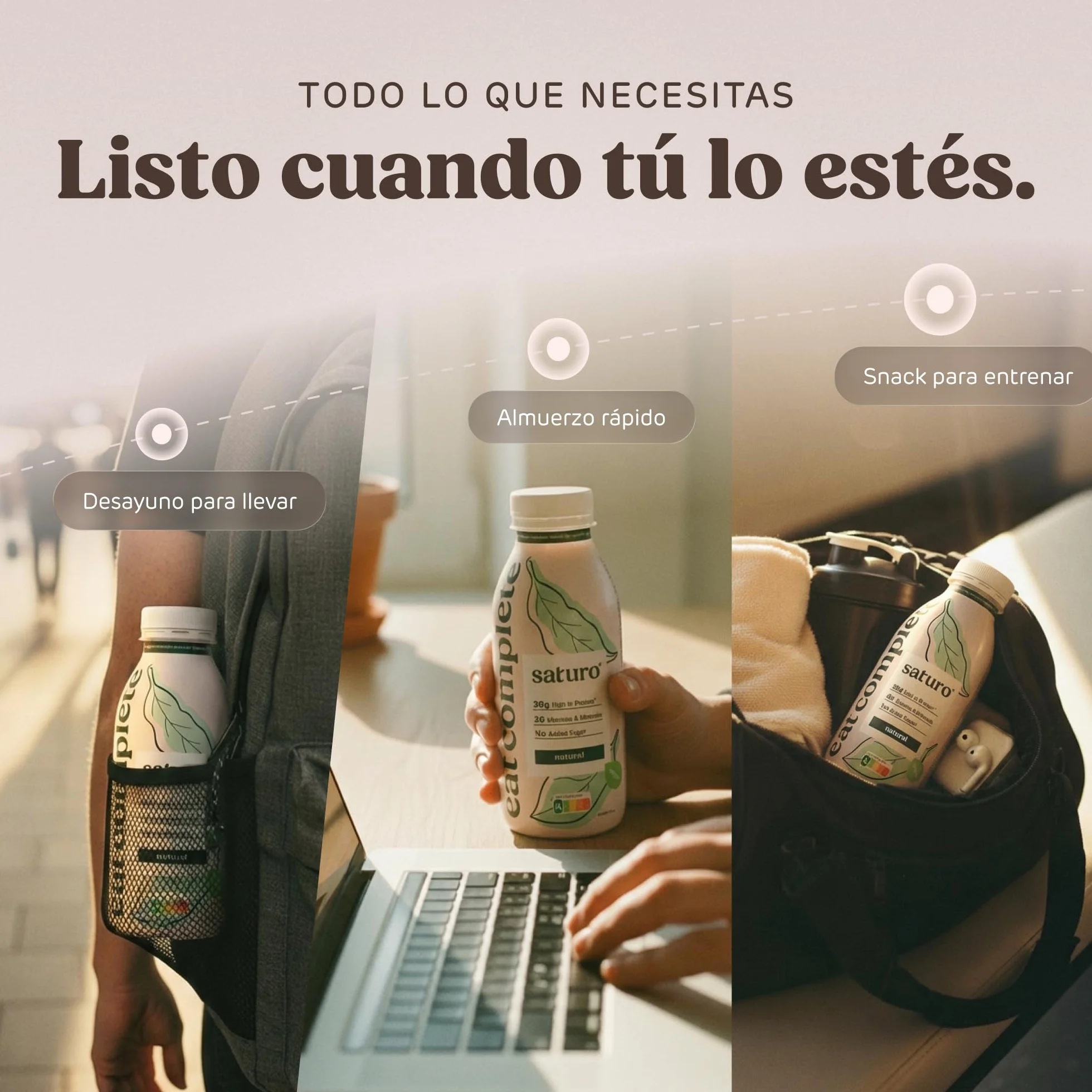 Saturo Batido de Original Sustituto de Comida | Comida para astronautas con proteínas y 500kcal | Vegano | Comida bebible con nutrientes esenciales | 6 x 500 ml