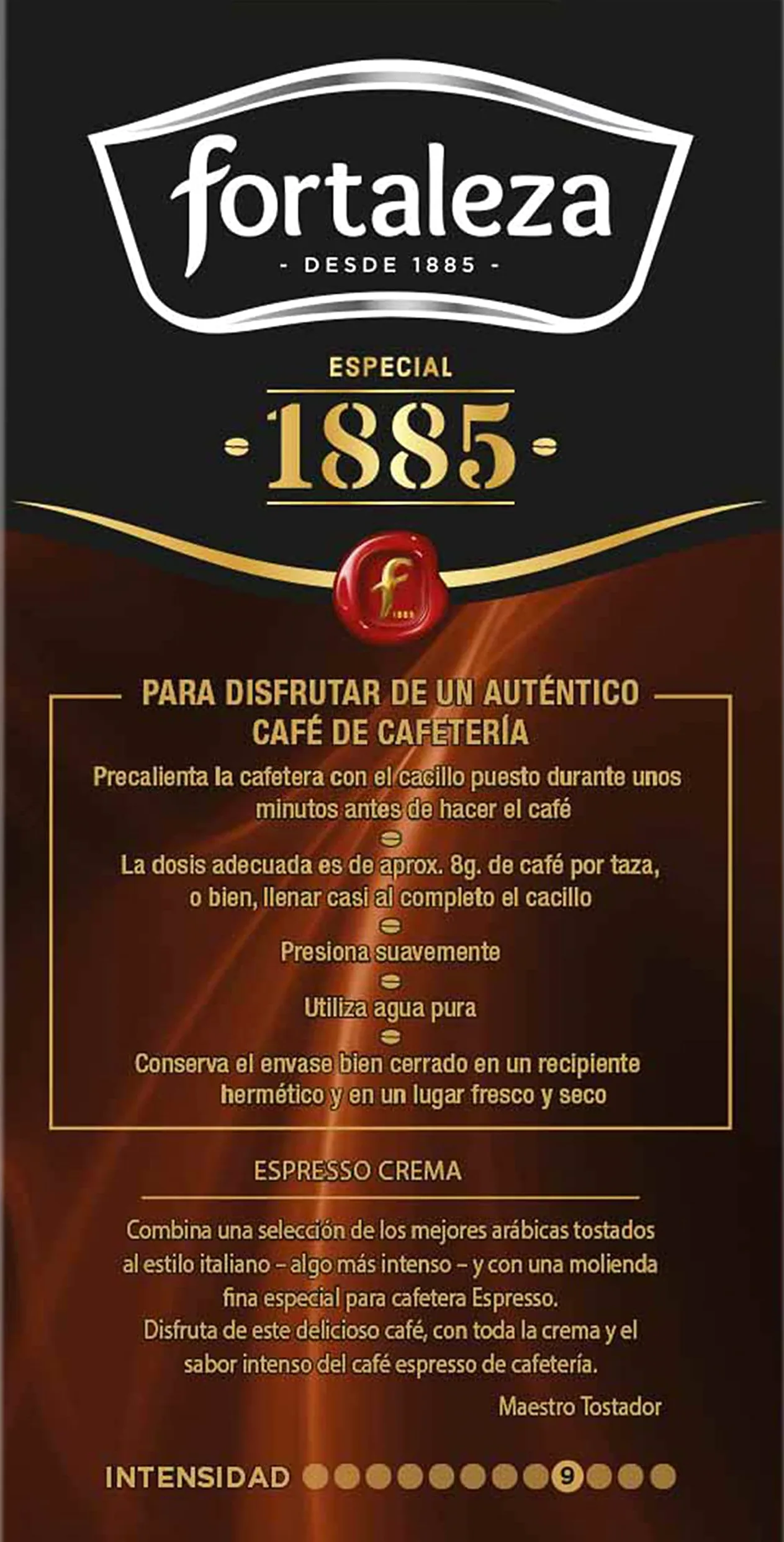 CAFÉ FORTALEZA Café Molido Espresso Natural Intensidad Media 100% Arábica - Pack 8 unidades Total 2 Kg