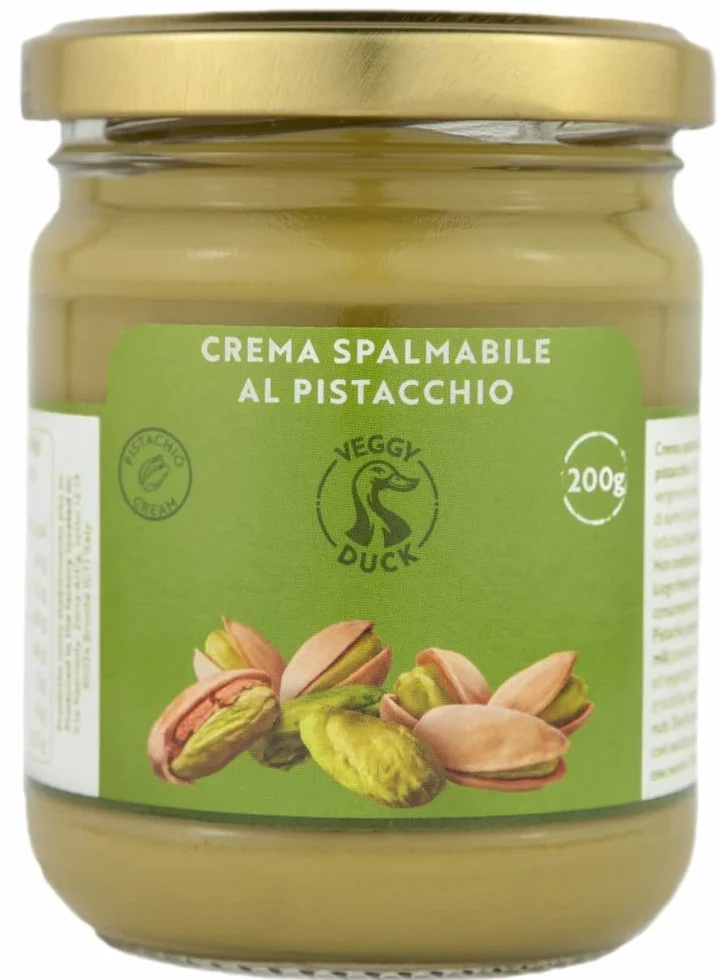 Veggy Duck - Crema de Pistacho (200g) | Con 45% Pistachos | Sabor Dulce | Comida Artesanal Italiana Gourmet | Ideal para Desayunos y Postres