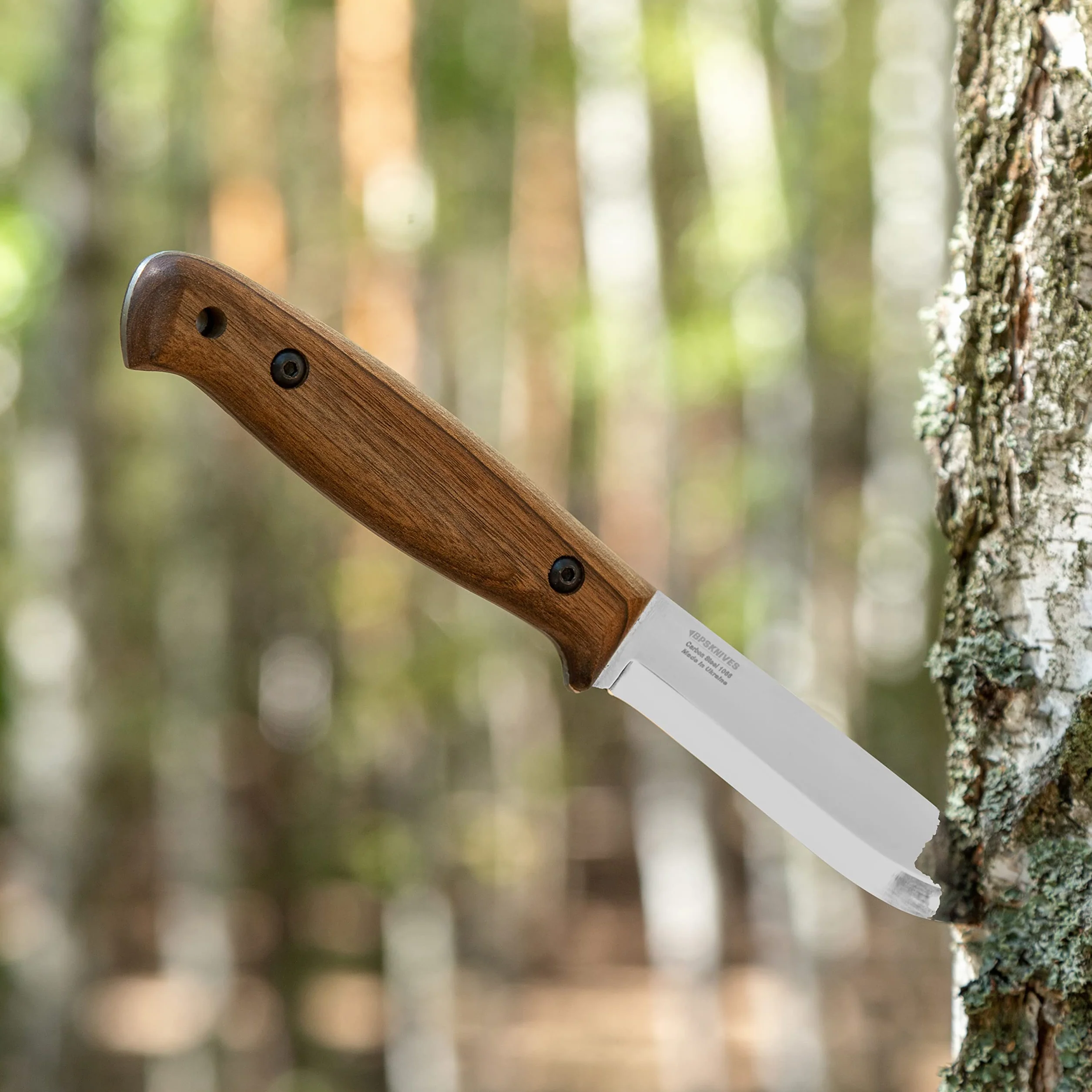 Cuchillo Bushcraft BPSKNIVES BS2FTS de Hoja Fija Acero al Carbono con Vaina de Cuero