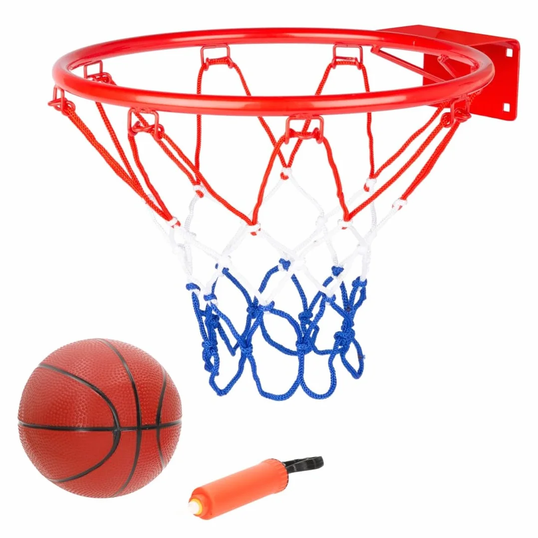 Canasta de Baloncesto Pared AKTIVE 54277, 32 cm, Red poliéster, Aro metálico, Incluye Pelota