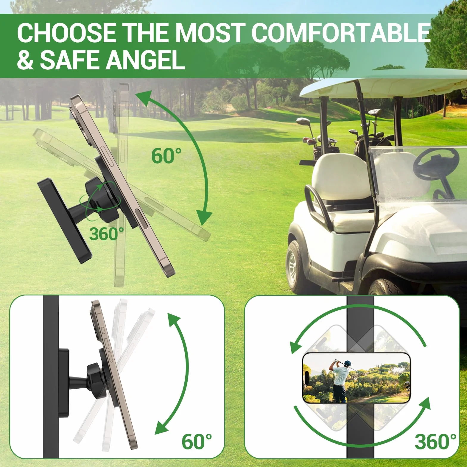Soporte Magnético para Teléfono Móvil de Carrito de Golf, Accesorios para Gym (Negro)