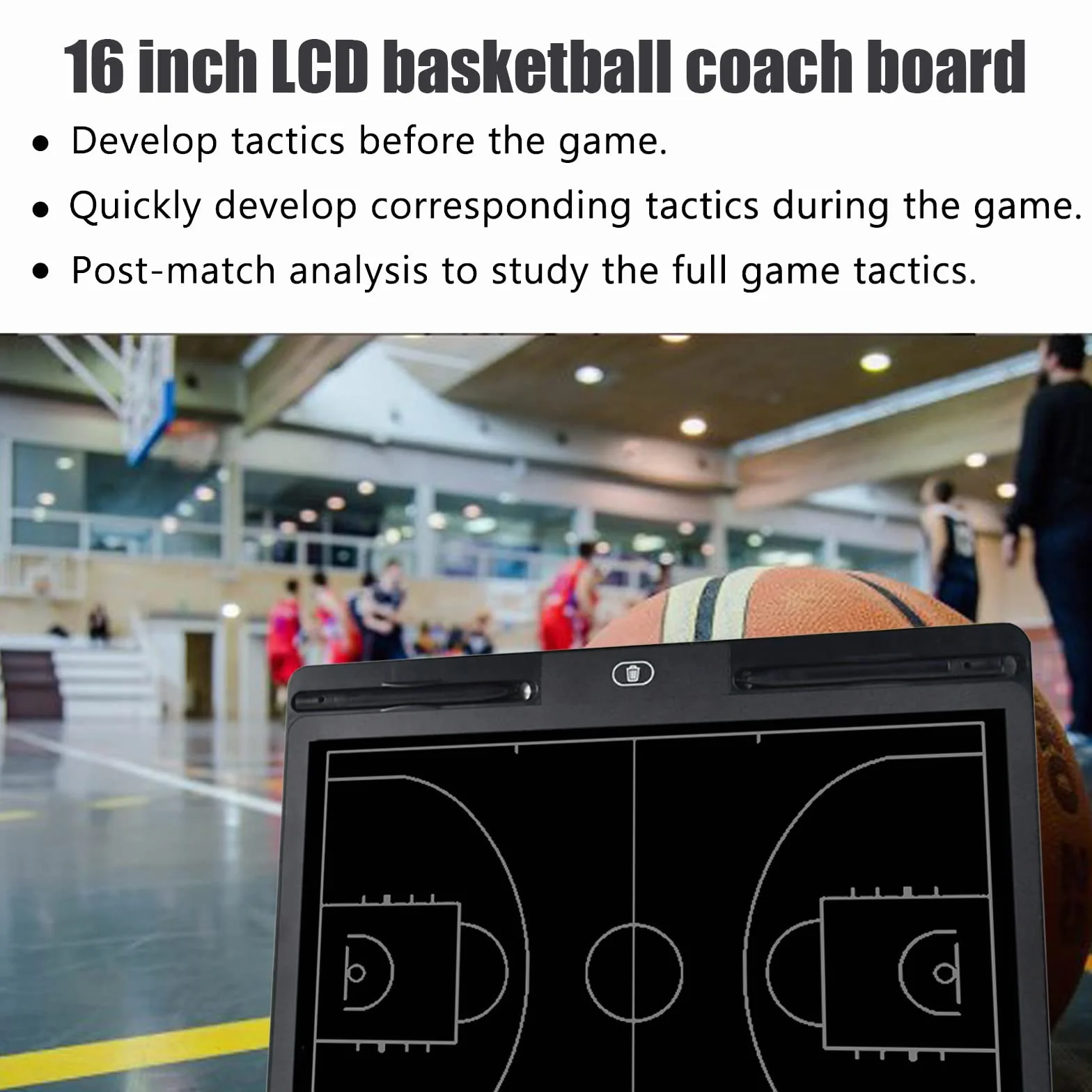 Pizarra Entrenador de Baloncesto Electrónico LCD Digital Carpeta Táctica con Lápiz