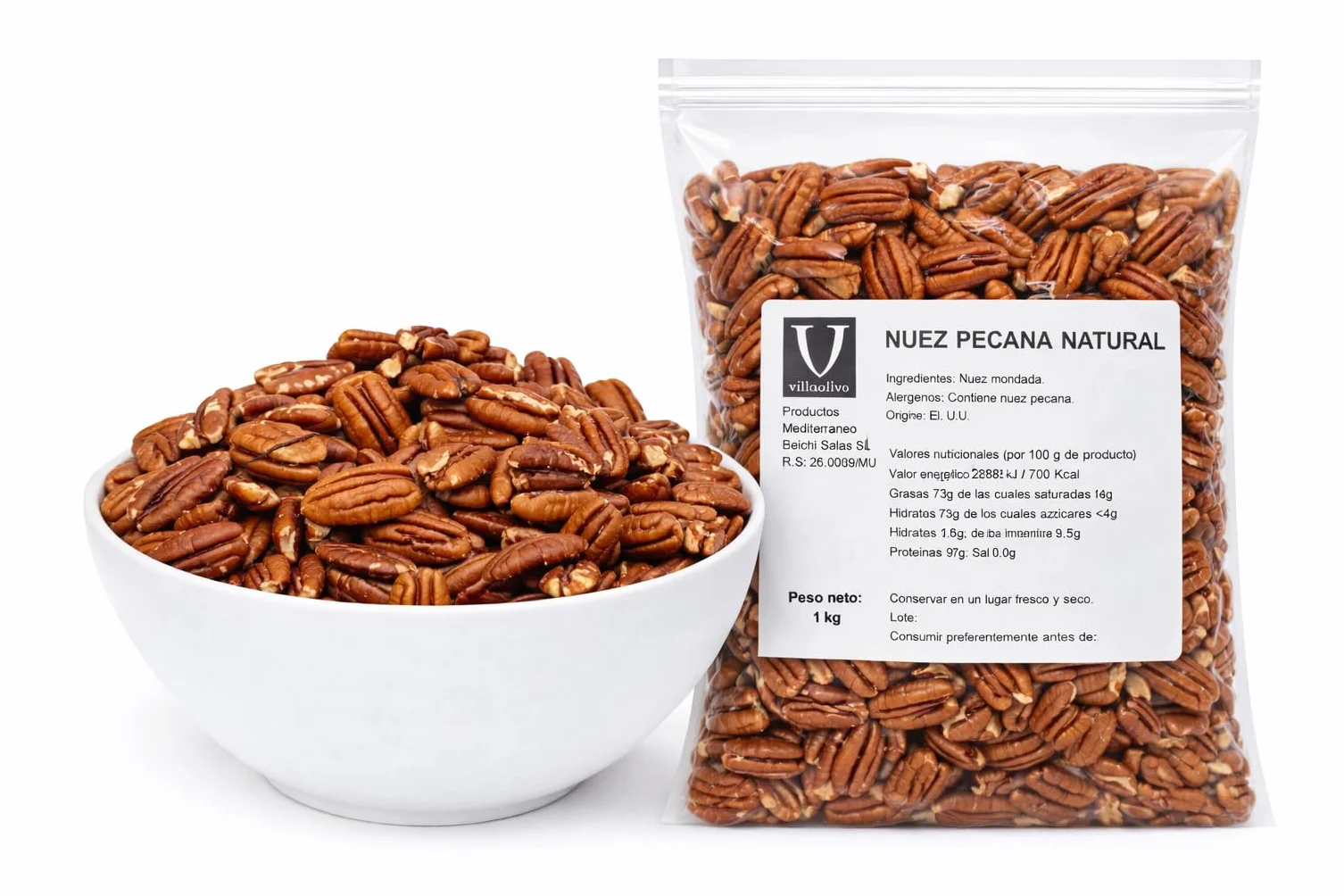 Villaolivo - Nuez pecana | Natural | Bolsa 1kg |