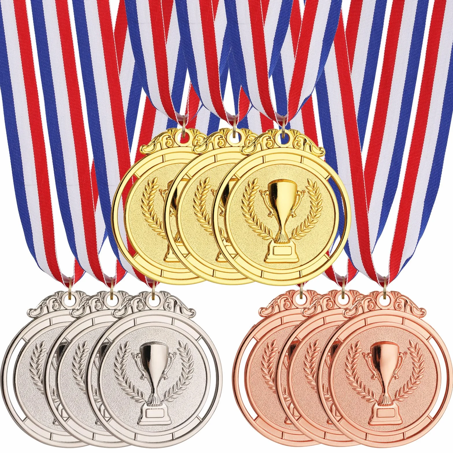 Medallas de Metal 5.0cm Ganador Oro Plata Bronce con Cintas para Premios Deportivos