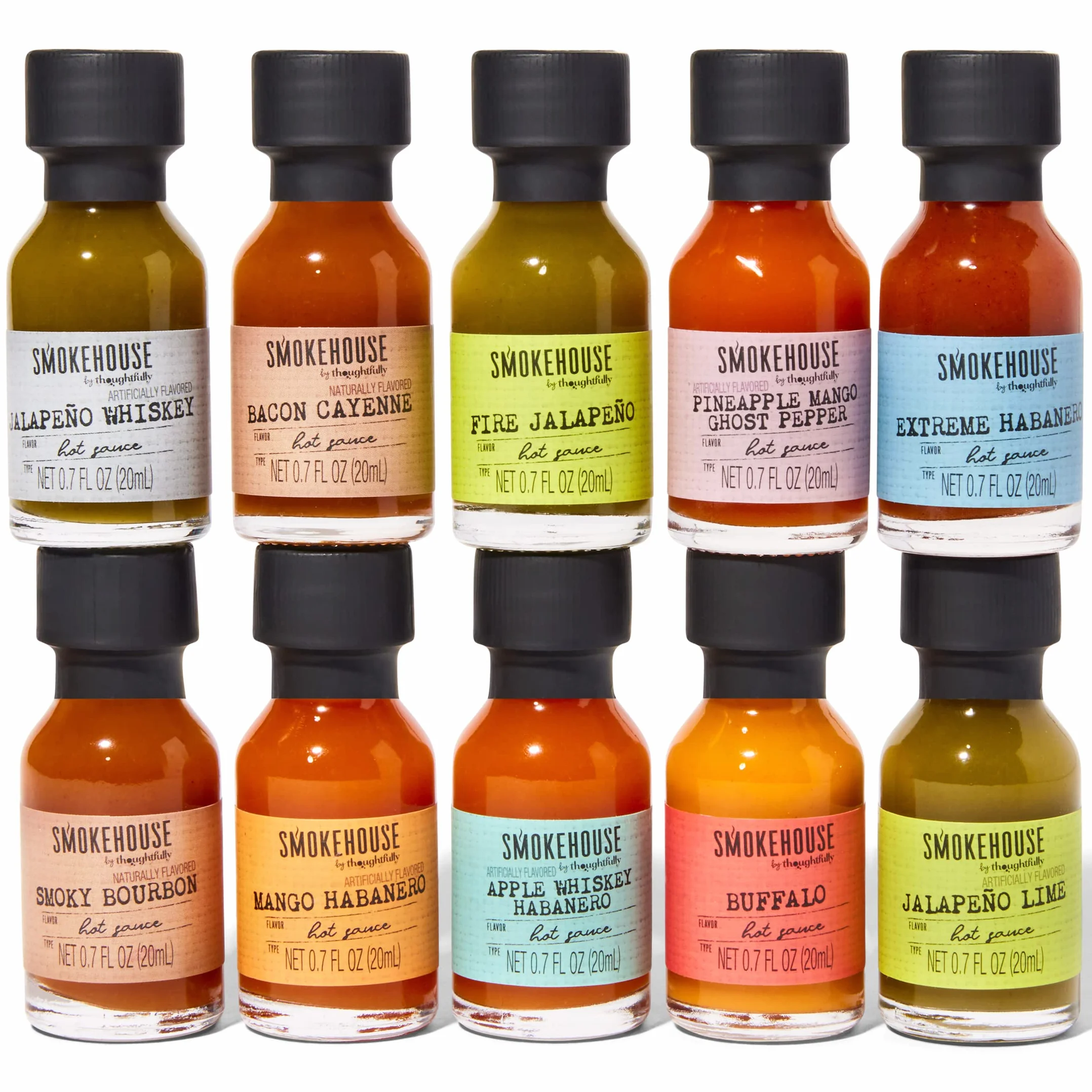 Thoughtfully – Smokehouse Hot Sauce Set – 10 Salsas Picantes para Degustar – Regalo Original para Hombre – Cumpleaños & Día del Padre