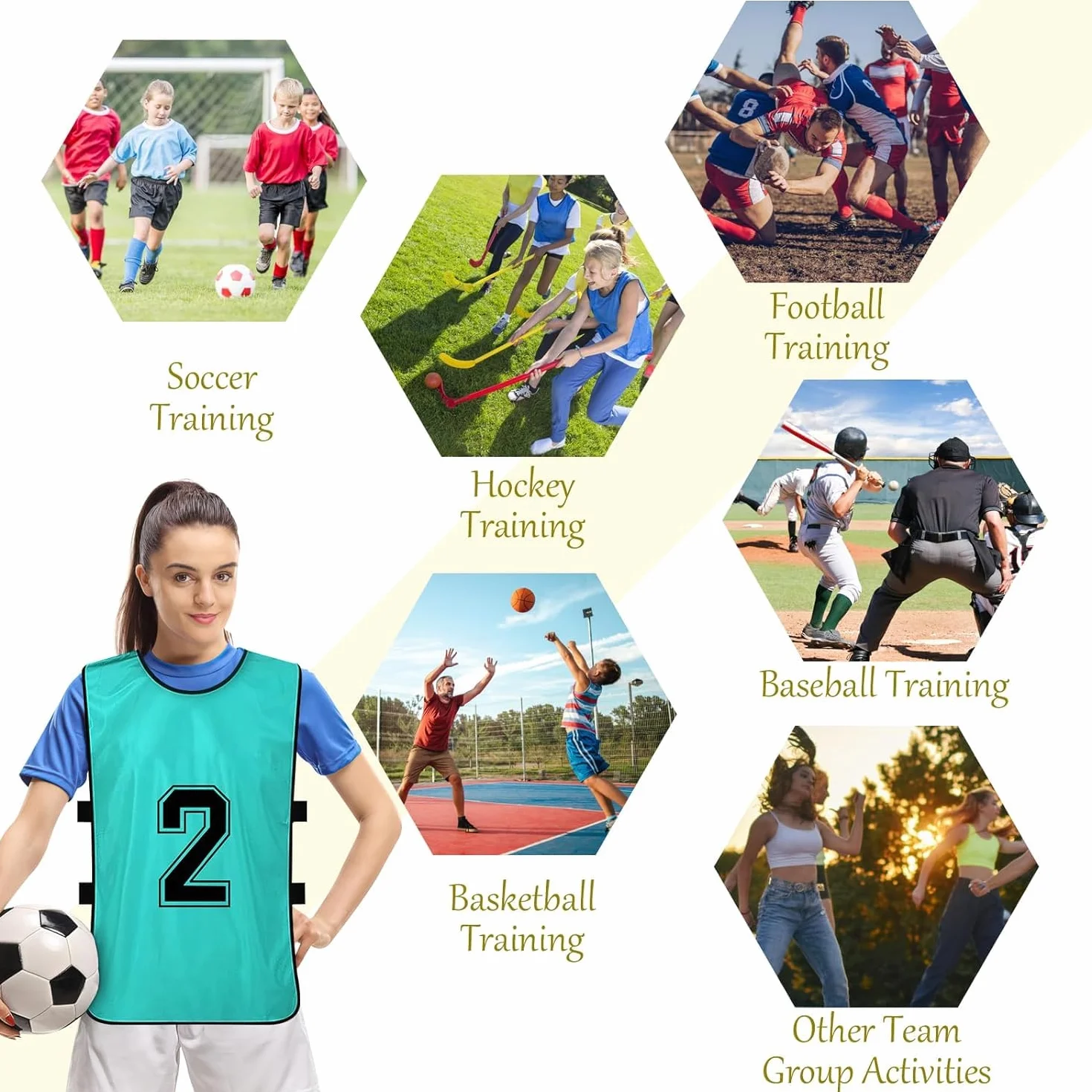 Pinnies de entrenamiento de fútbol 24 piezas, chalecos de práctica para jóvenes y adultos