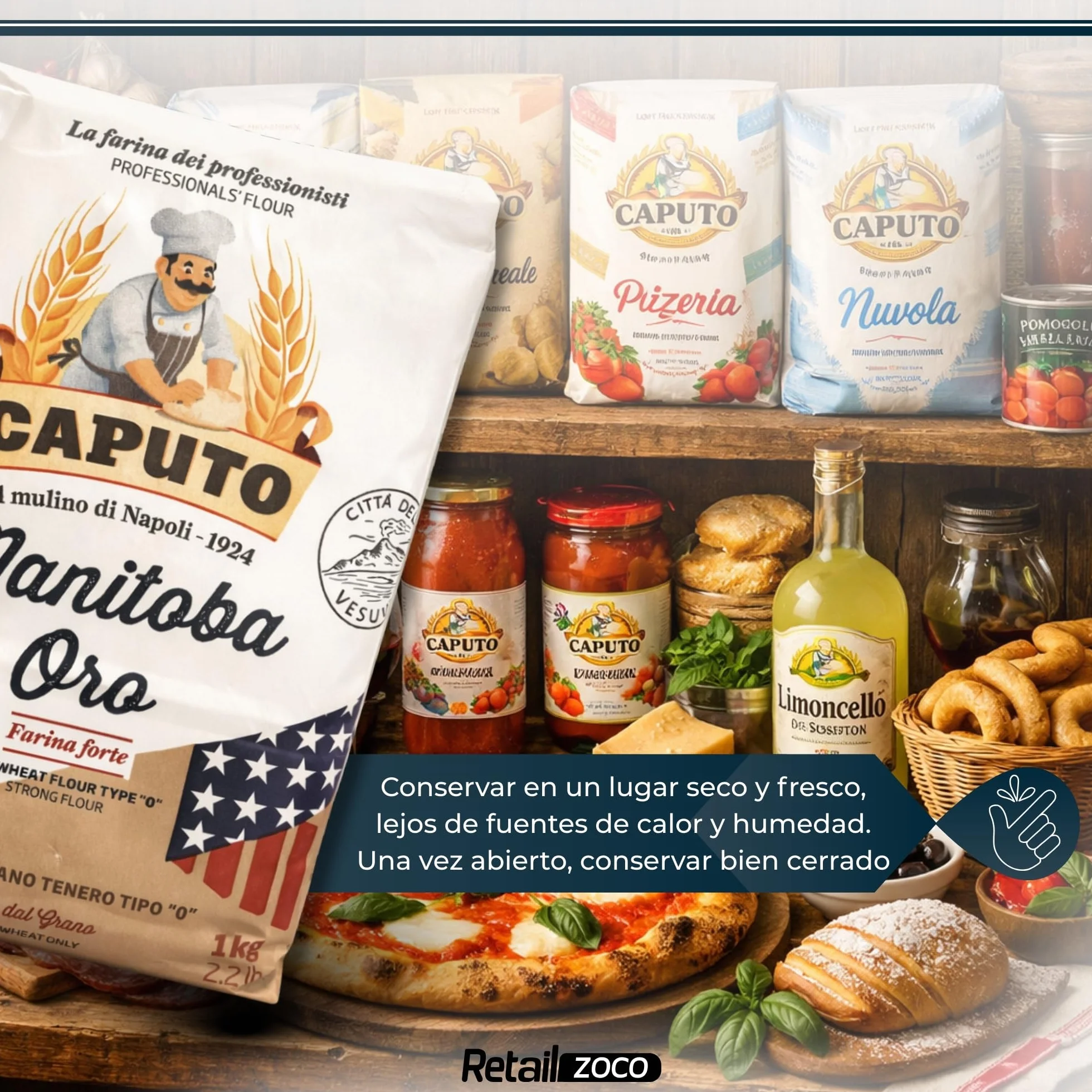 Harina Caputo Manitoba Oro Tipo 0 1 kg, 10 unidades, ideal para repostería y fermentados
