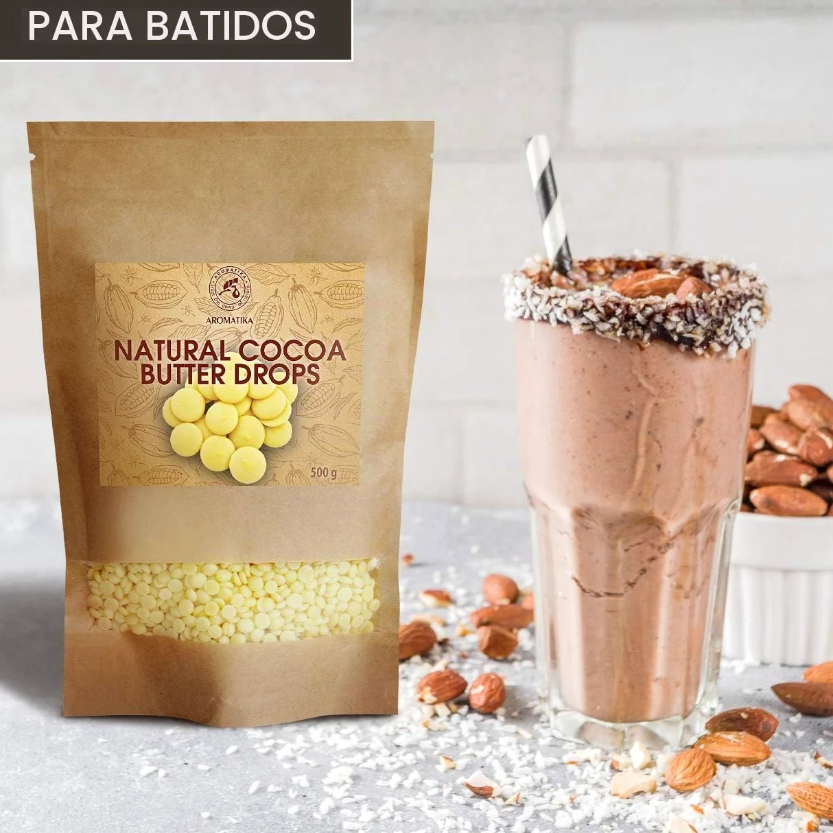 Manteca de Cacao Comestible 500g - Theobroma - Cacao Nibs - Raw Sin Refinar Manteca de Cacao - Pastillas de Manteca de Cacao Granulos - Hornear Manteca de Cacao Alimentaria para Hornear y Hacer