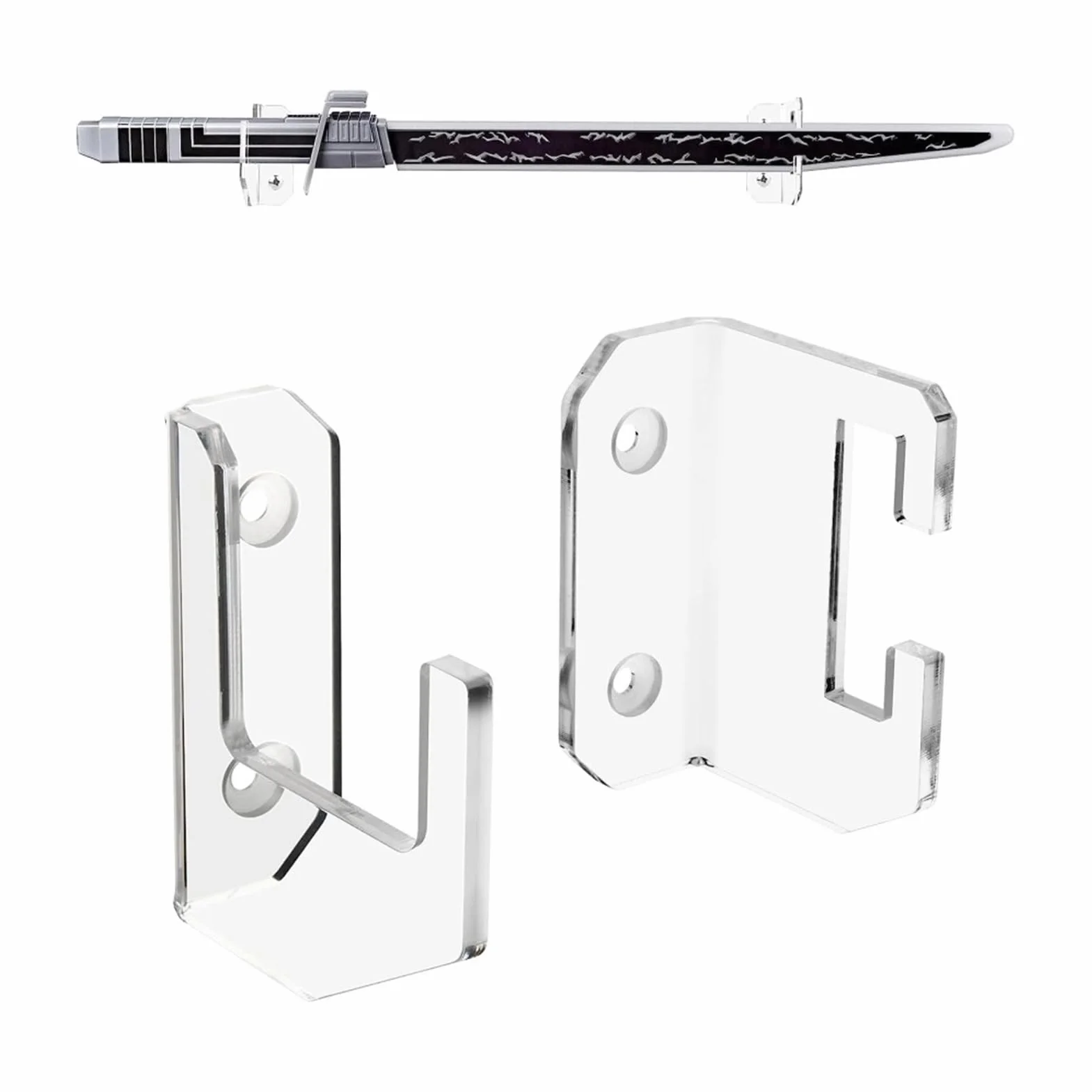 Tissting 2 Soportes para Espadas de Acrílico Horizontal para Montaje en Pared Samurái Tanto Rapier