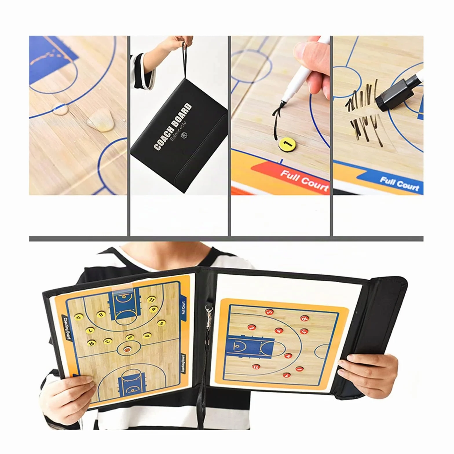 Pizarra Baloncesto Entrenador con Imanes, Carpeta Táctica Baloncesto para Entrenadores