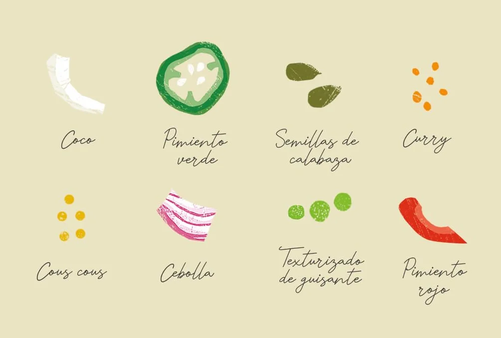Cous Cous estilo Thai Trevijano, 6 bandejas de 250g cada una. Rapido, Saludable y además sólo lleva ingredientes naturales. Ningún aditivo.