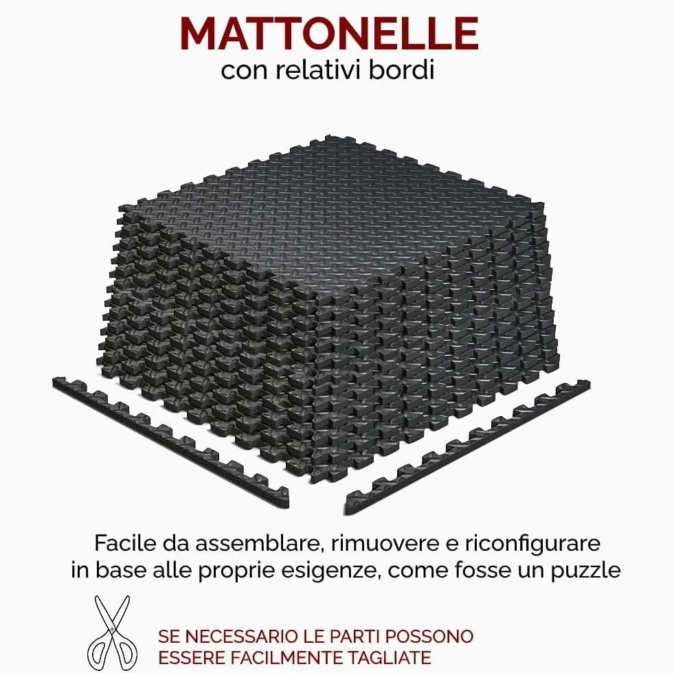 Alfombra de goma para fitness antideslizante 60 x 60 cm con enganche tatami